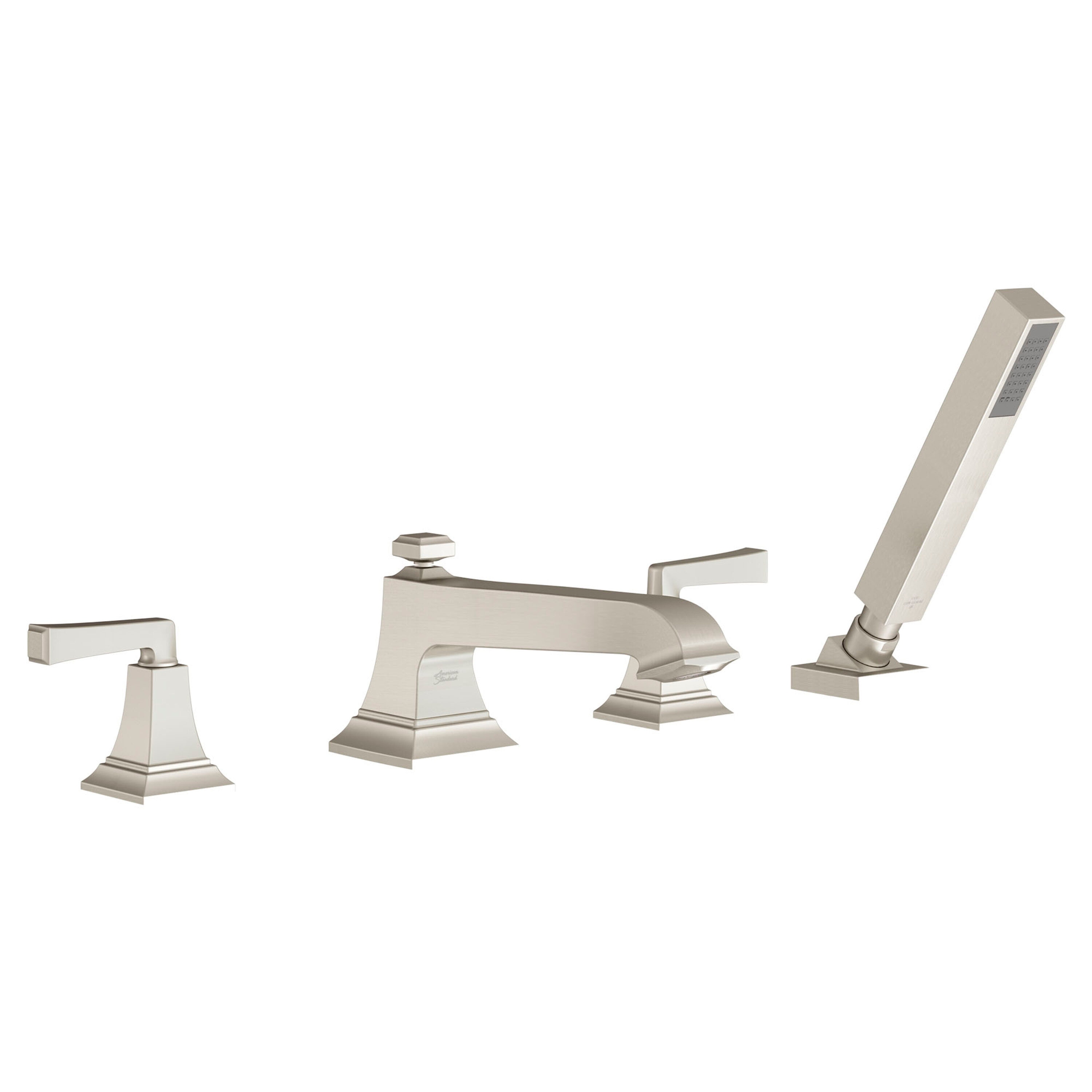 American Standard T455901.295 Town Square S Brushed Nickel 2-handle Deck-mount Roman High-arc Bathtub Faucet with Hand Shower ( Valve Included )