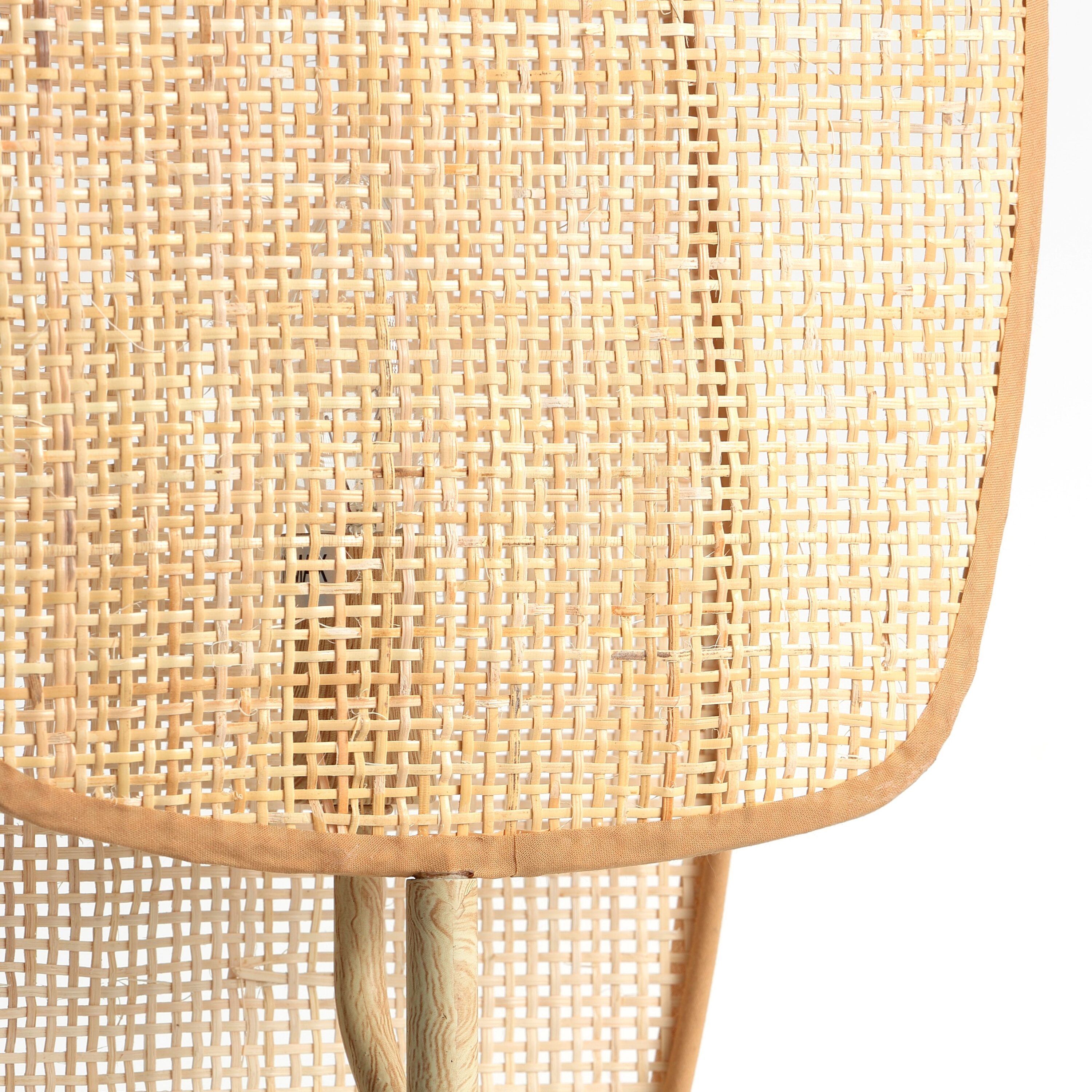 Natural Woven Bamboo Plug-in Wall Sconce with Dimmer