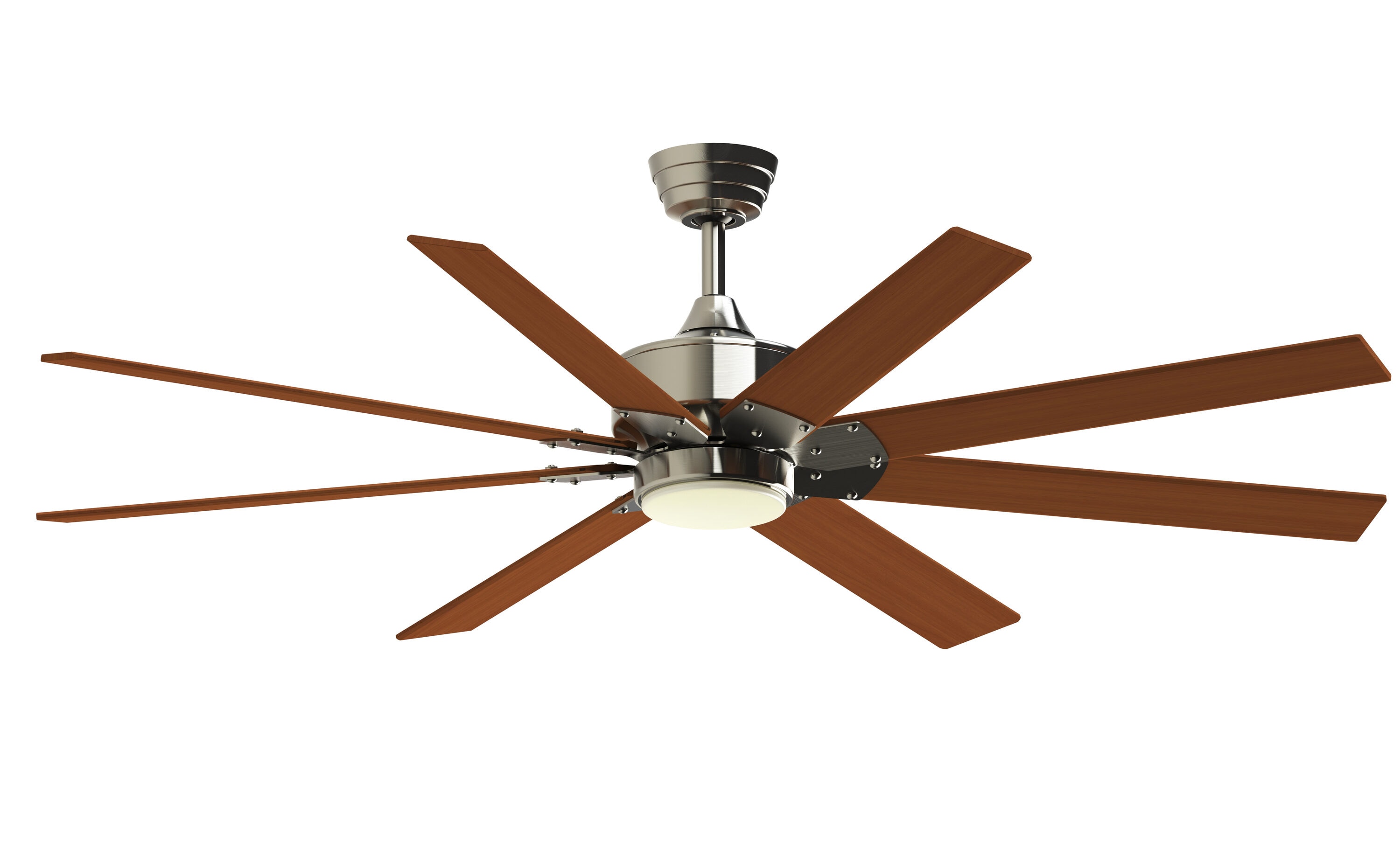 Fanimation Levon Custom 64-in Brushed Nickel with Cherry Blades Color-changing Integrated LED Indoor/Outdoor Smart Ceiling Fan with Light and Remote (8-Blade) FPD7912BBN-64CY-LK Sansujyuku sansujyuku.com