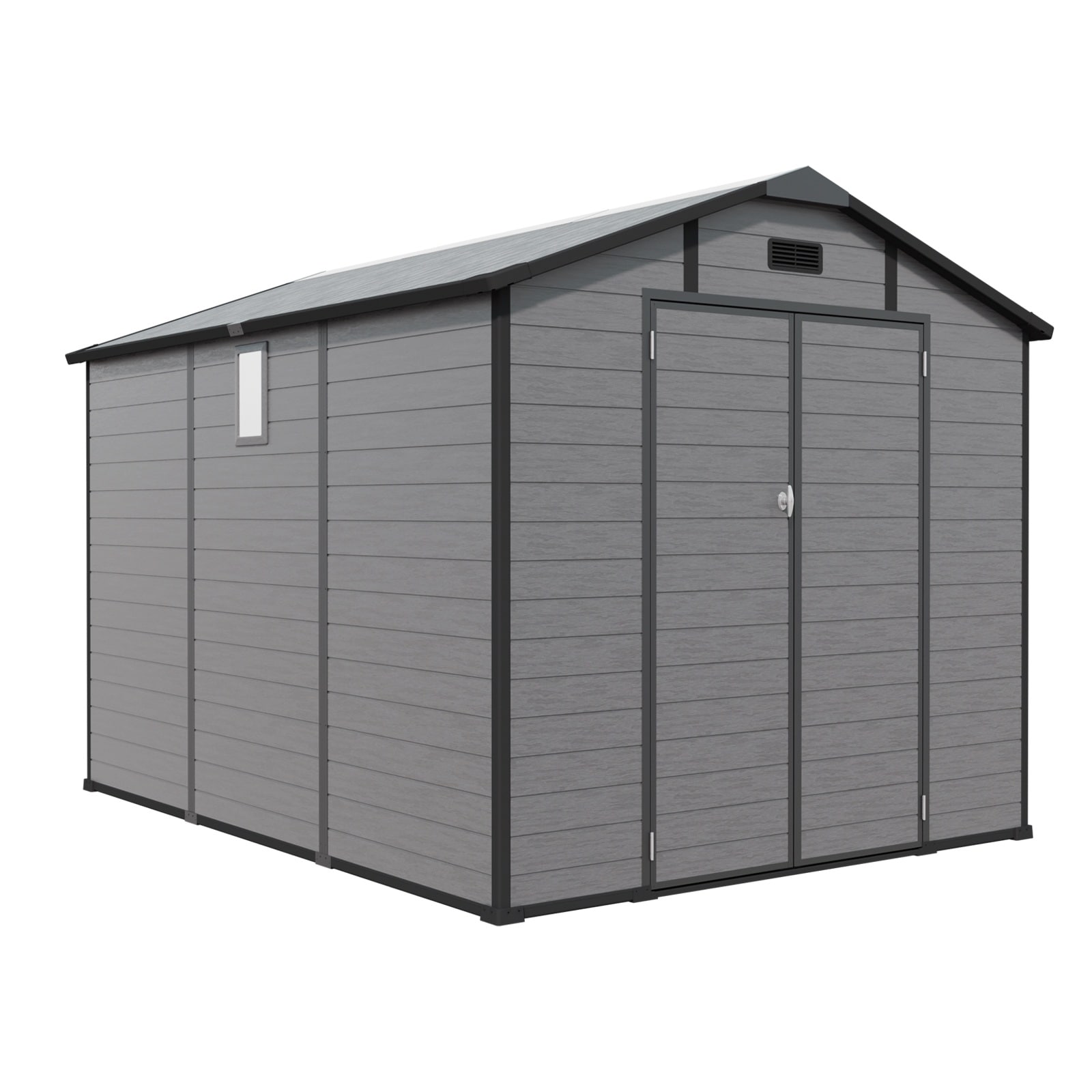 Serwall 8-ft x 10-ft All-Weather Resin Storage Shed with Floor and Lockable Double Doors