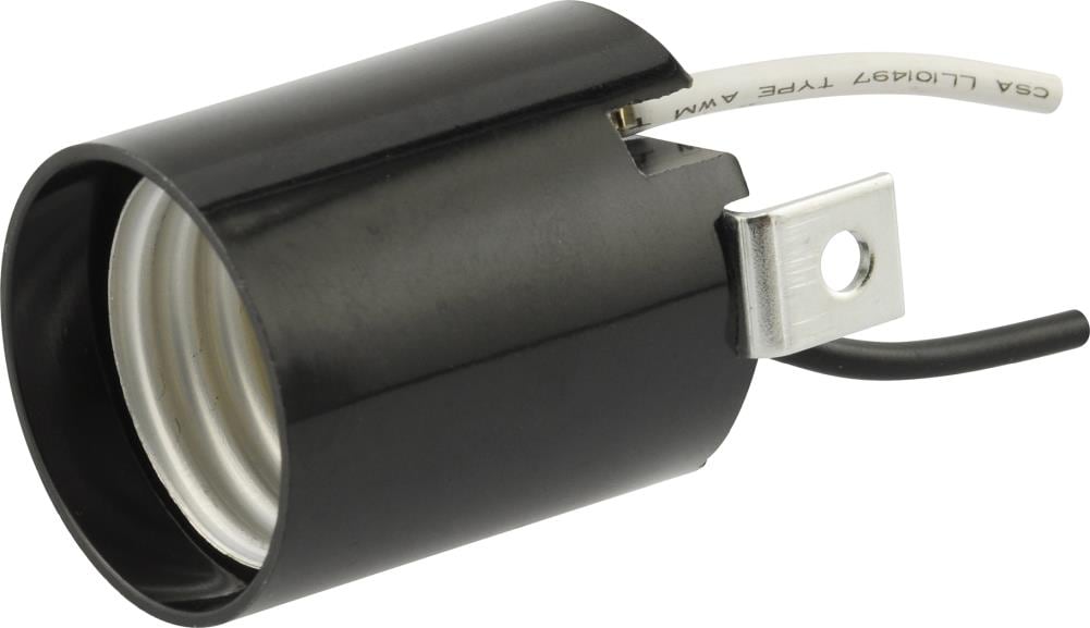 SERVALITE 884413 75 -Watt Plastic Keyless Lamp Socket , Black