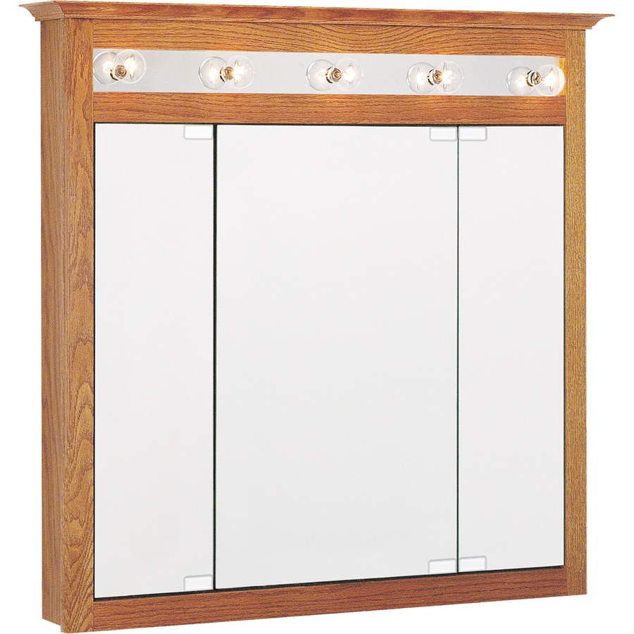 Project Source 64036-PS 37.5-in x 36-in Lighted Surface Mount Golden Medicine Cabinet