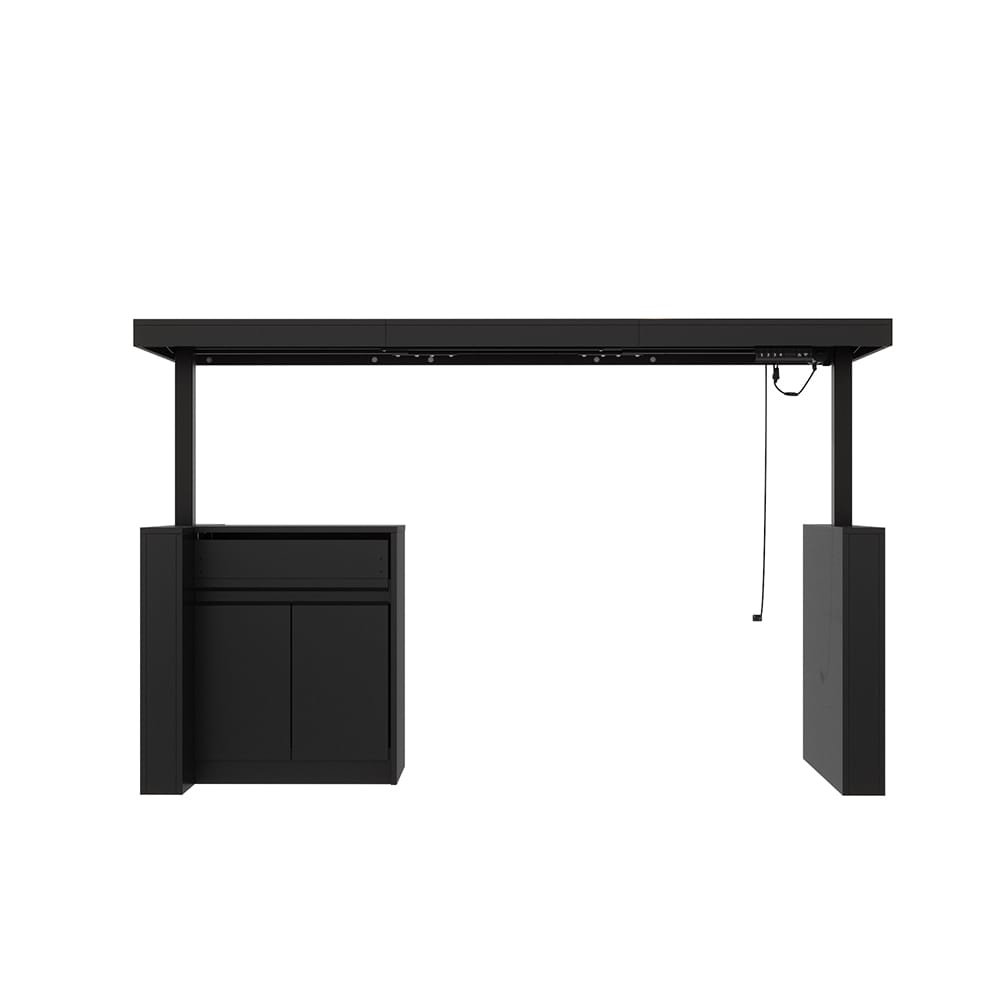 Homsee C-KF210259-03-AB L Shaped 70.9 in Wide Adjustable Height Dining Table Black Ergonomic Sit Stand Table with Memory Preset Controller
