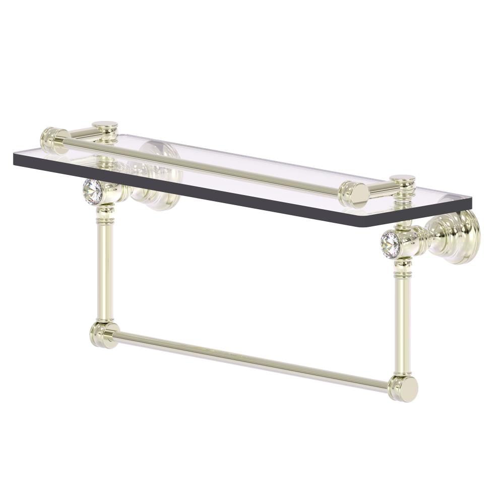 Allied Brass Carolina Crystal Brushed Bronze Glass Wall Mount Bathroom  Shelf with Gallery Rail