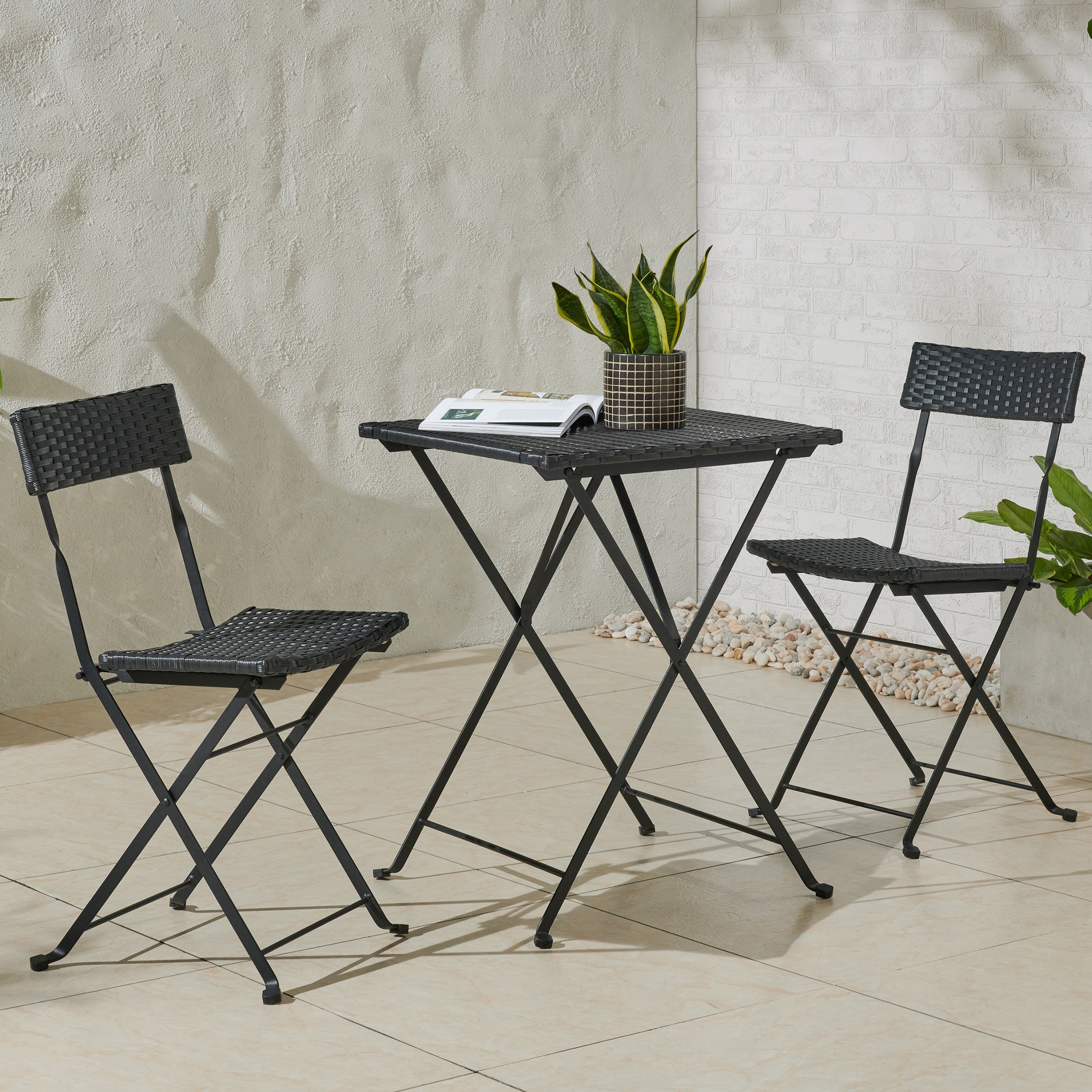 Lavish Home 80-OUTD-BISTRO-BLK Folding-Furniture-Sets - View #6