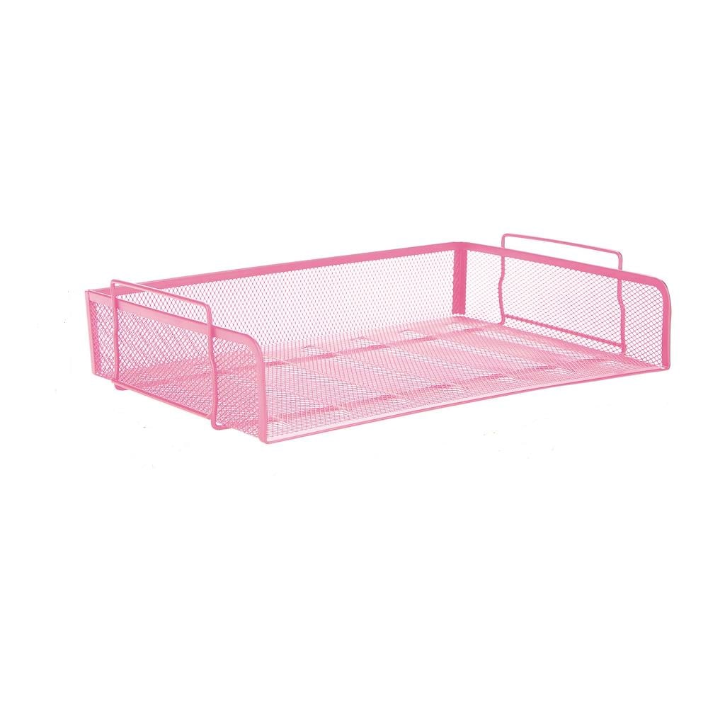 Mind Reader DSTACK2-PNK Metal 2 Compartment Letter Tray, Pack of 1, Pink