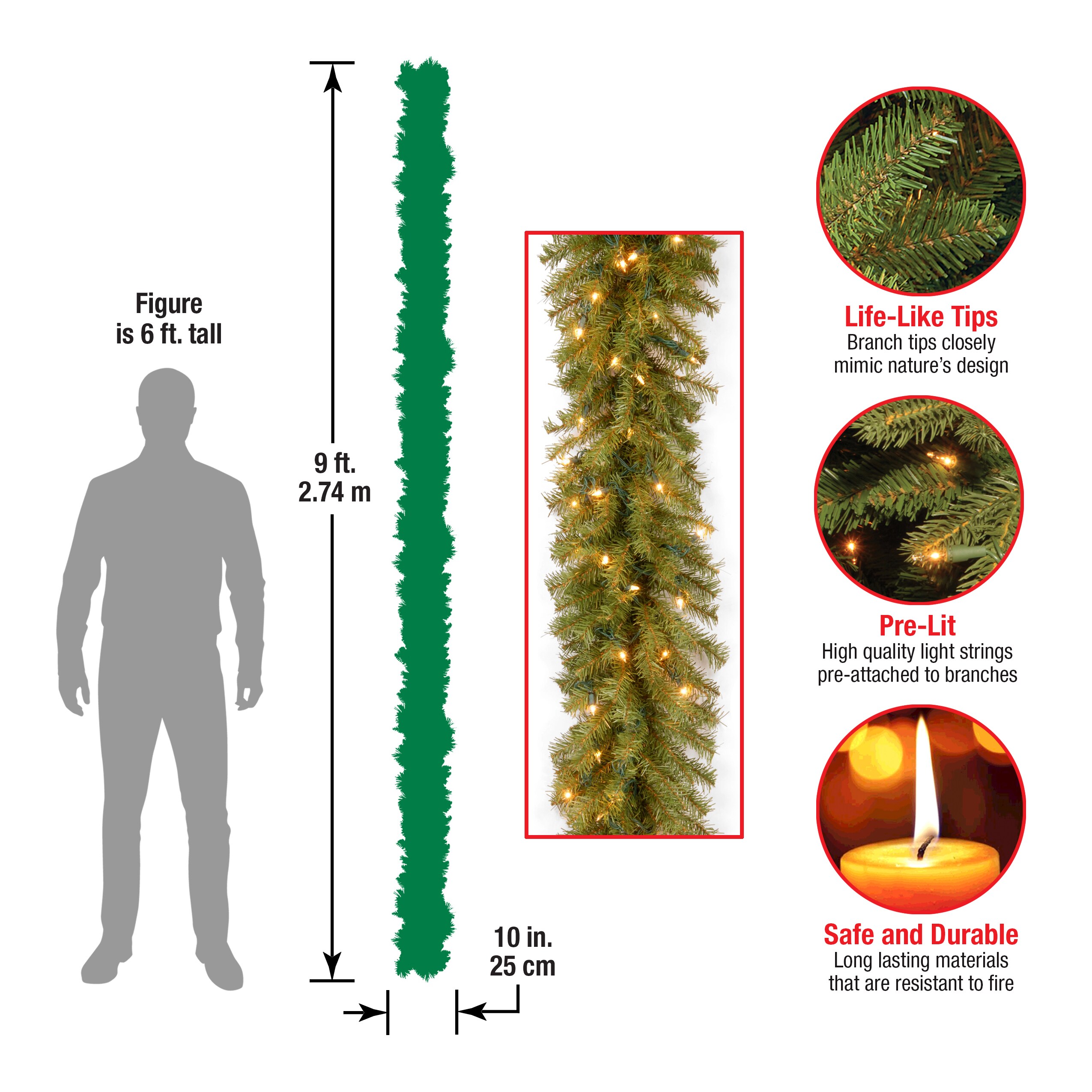 National Tree Company NF-9BLO-1 Artificial-Christmas-Garland - View #7