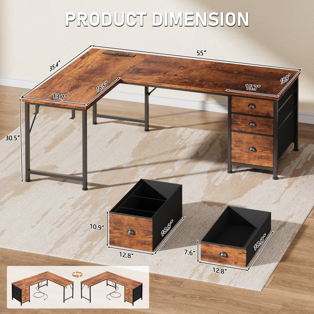 Furologee CD-051V1-C-55-1-RB desks - View #3