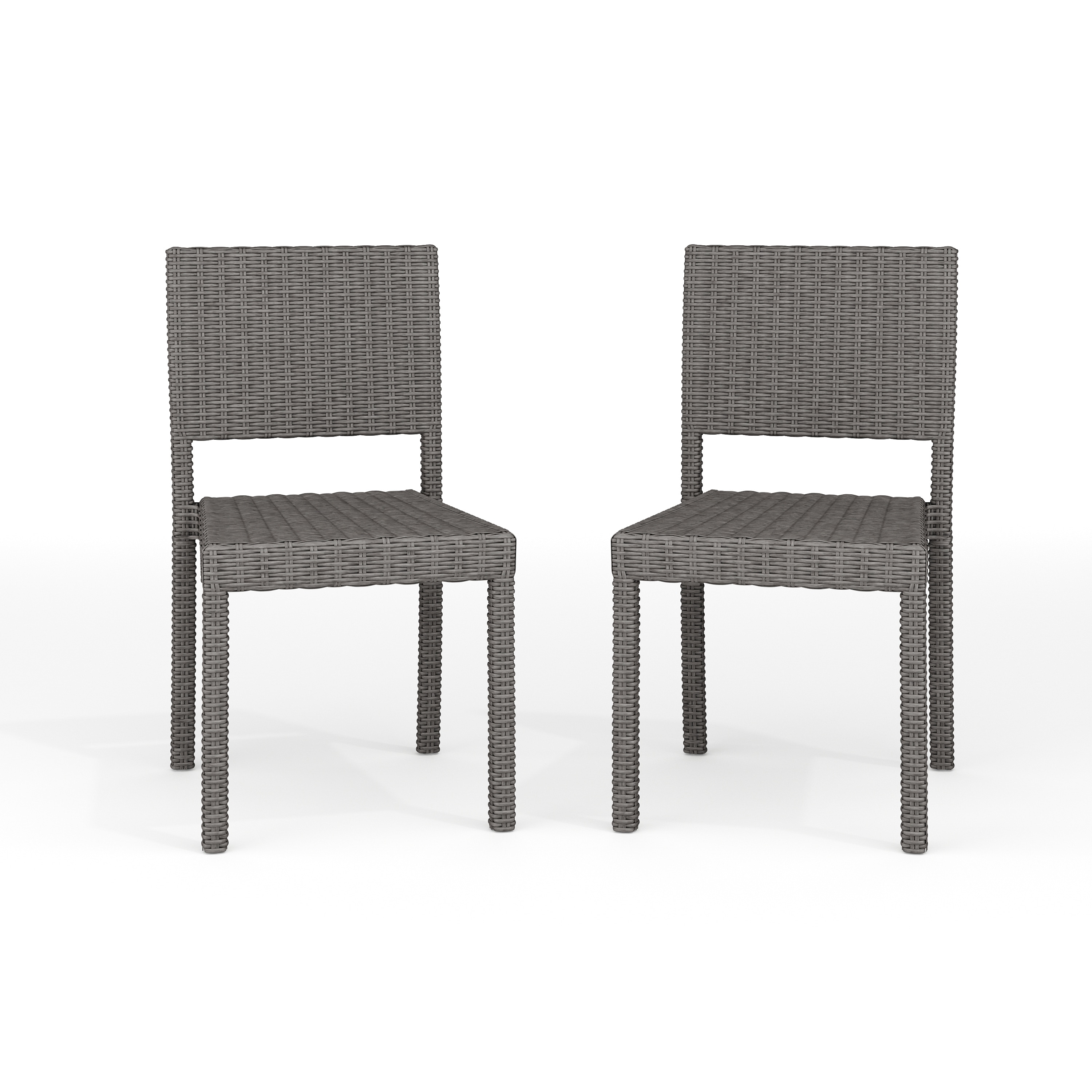 Martha Stewart 196861191473 Bedford Set of 2 Indoor-Outdoor Stackable Patio Dining Chairs in Gray Rattan Wicker