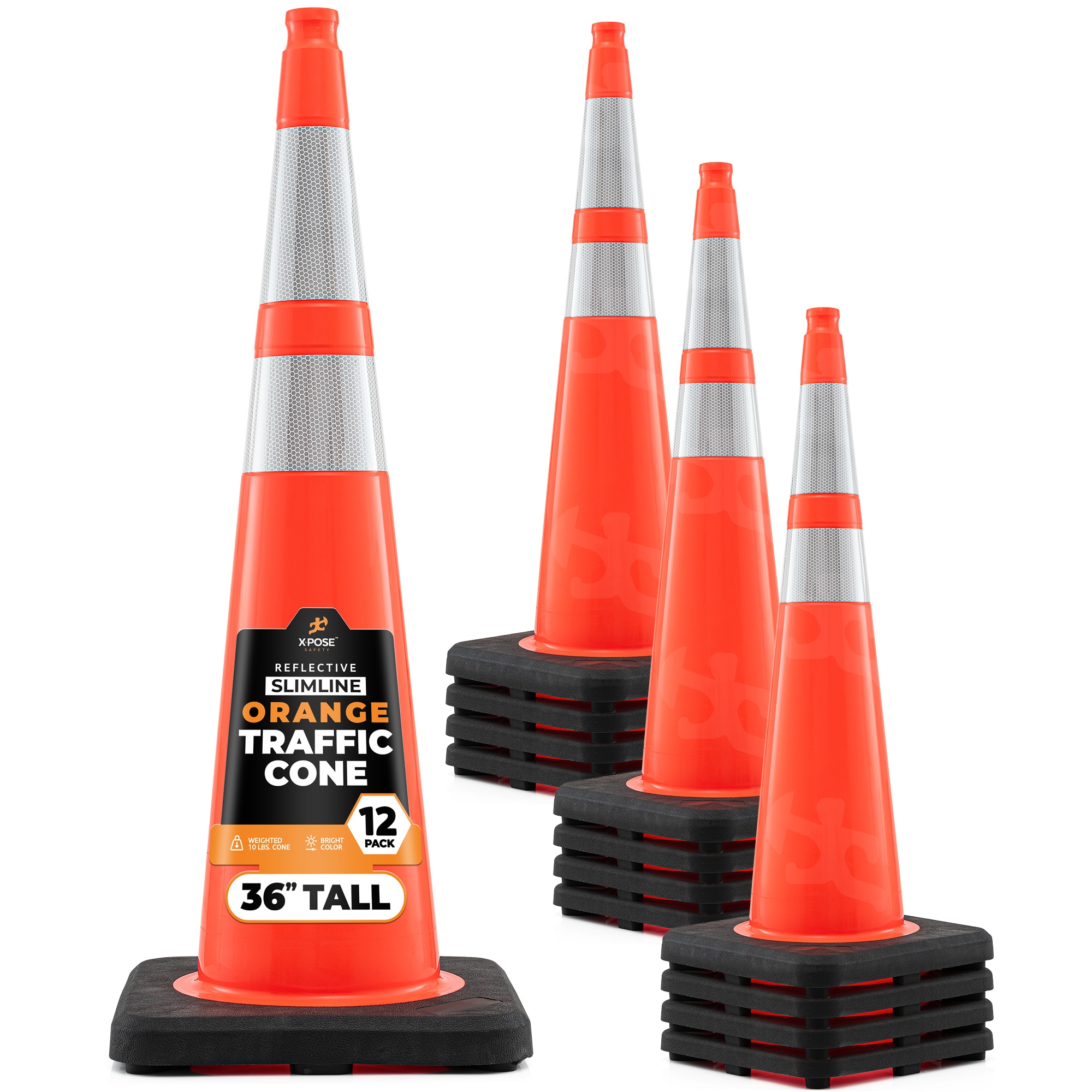 XPOSE SAFETY OTC36SL-64-12-X 12 -Pack 40-in Orange Traffic safety cone