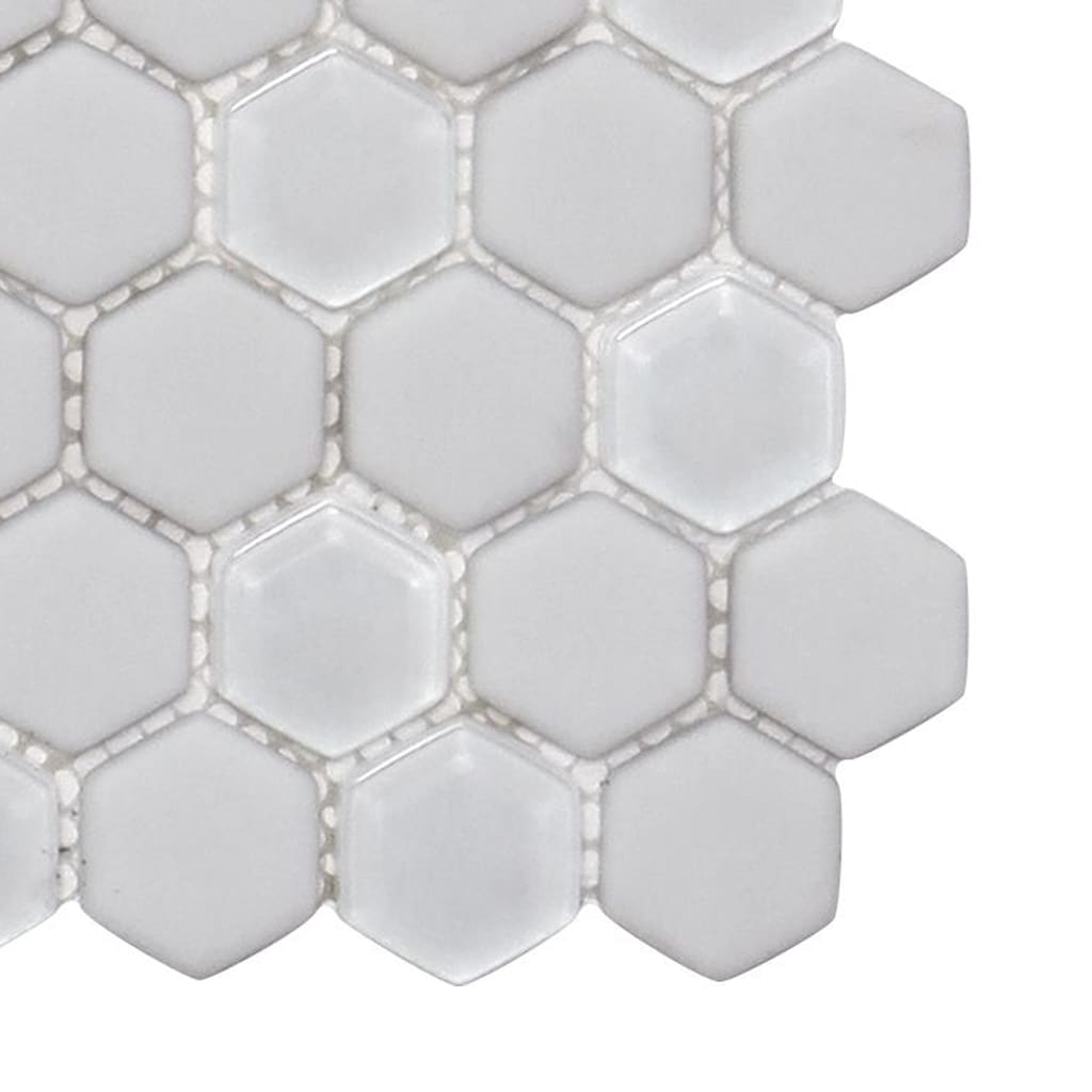 12" x 12" White Glass Honeycomb Mosaic Tile