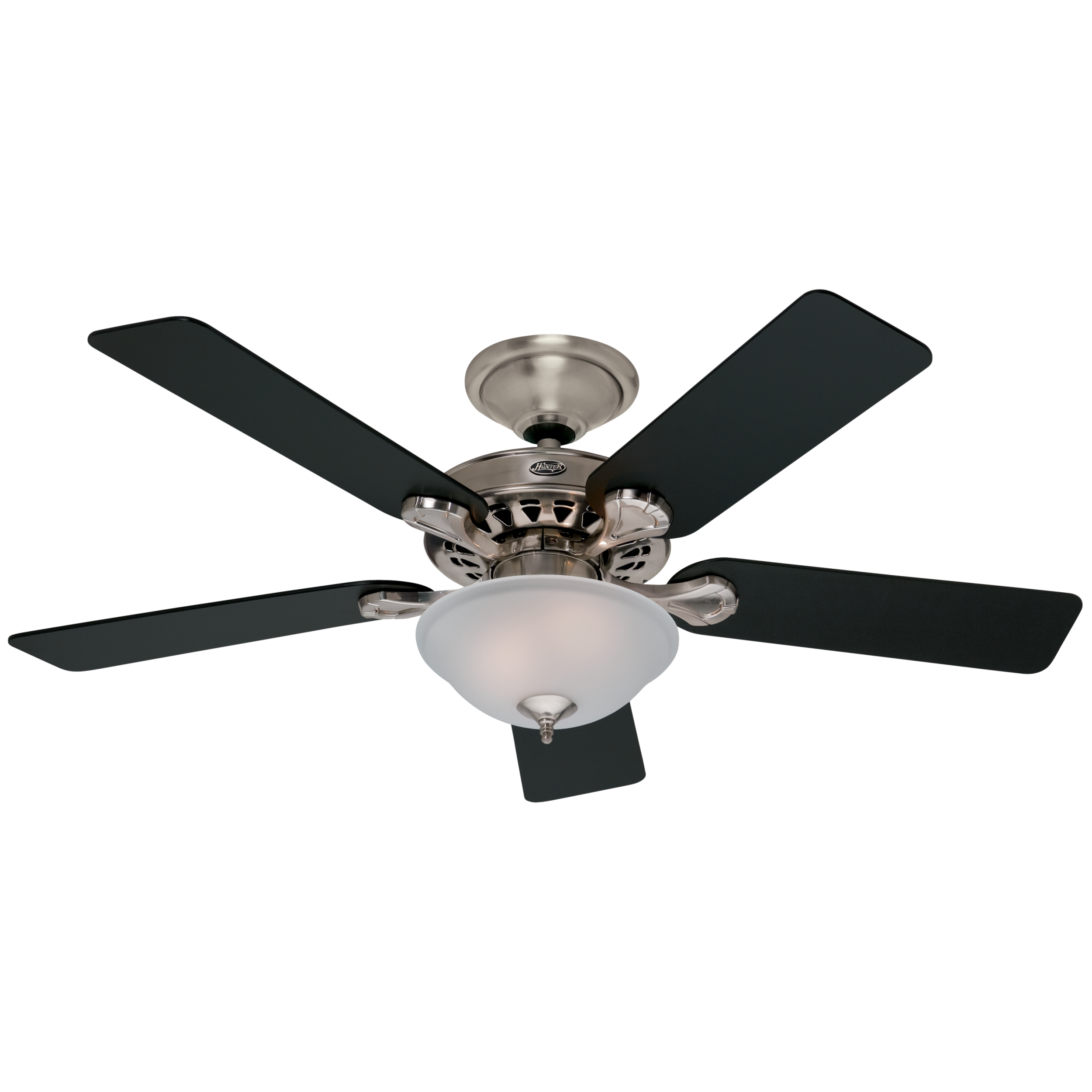 Hunter 28680 52-in Downrod or Flush Mount Brushed Nickel with Black/Cherry Blades Ceiling Fan With Light ( 5 -Blade )