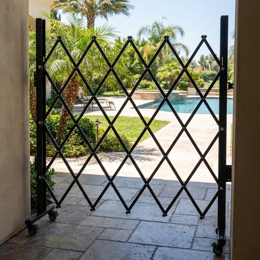 Encore Beets 52 X 42 Inch Folding Security Gate Expandable Heavy Duty Steel Barricade With Casters #NOVA-XQRBP5B2M