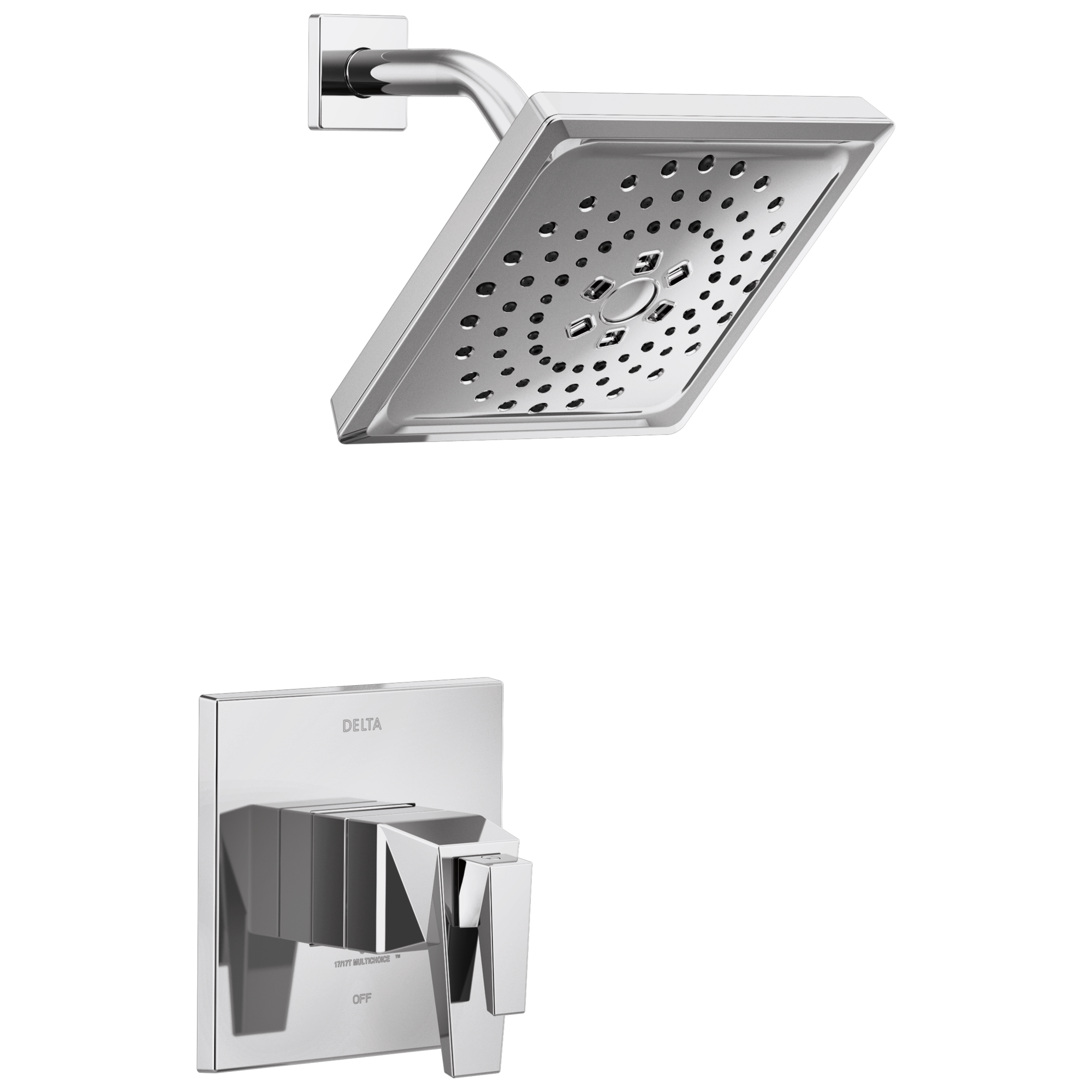 Delta T17T243-PR Trillian Lumicoat Chrome 2-handle Multi-function 7.625-Inches Square Bathtub and shower Faucet