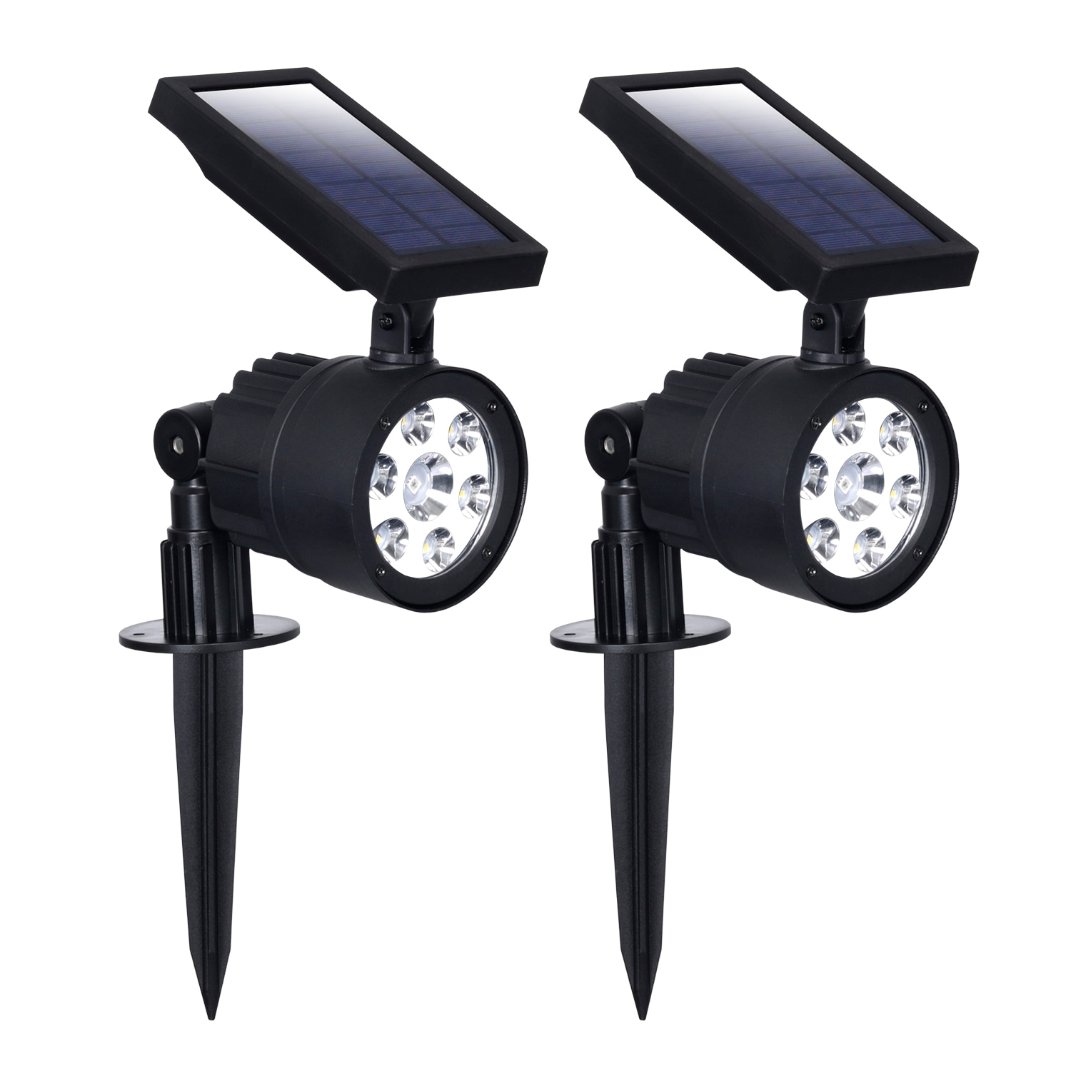 Mainstays Black Solar Powered Plastic LED Outdoor Landscape Spotlight, 60  Lumens