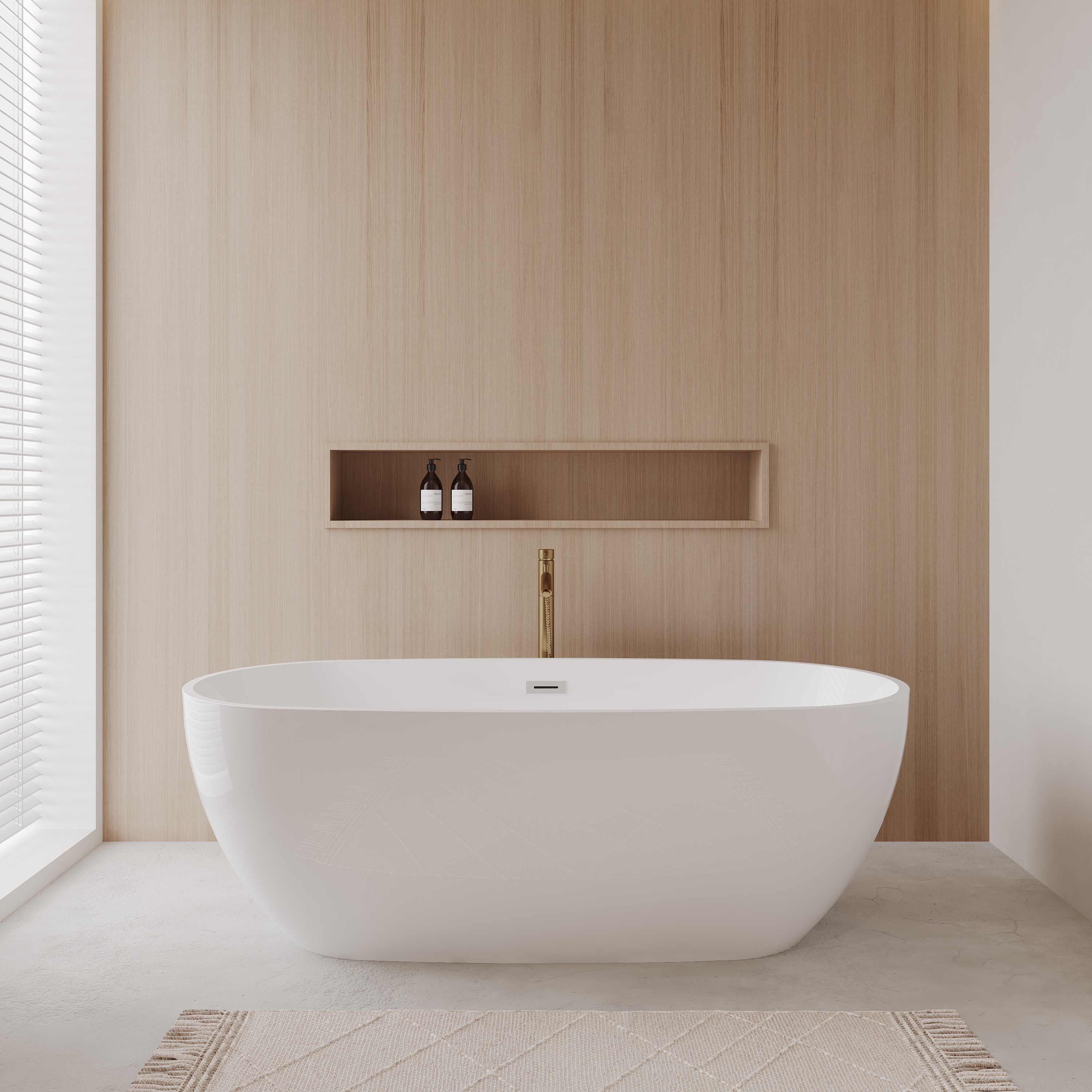 Wyndham Collection - Juno 32-in x 71-in White with Polished Chrome Trim and Brushed Gold Faucet A...