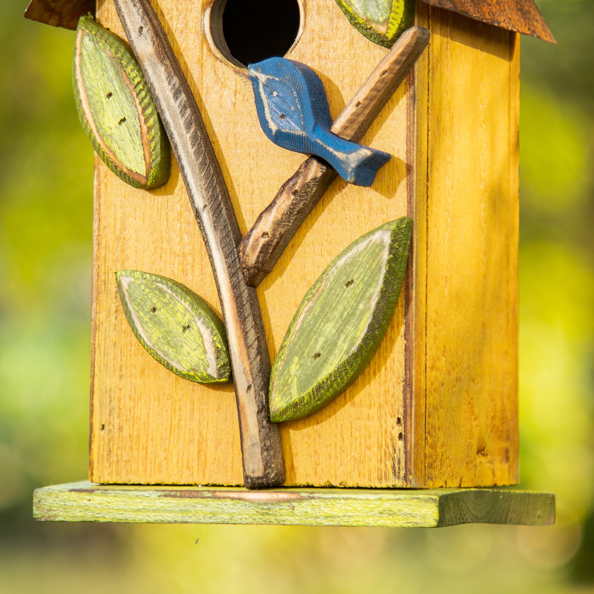 Bird House for Outside - Natural Bird House Handmade Wooden Bird