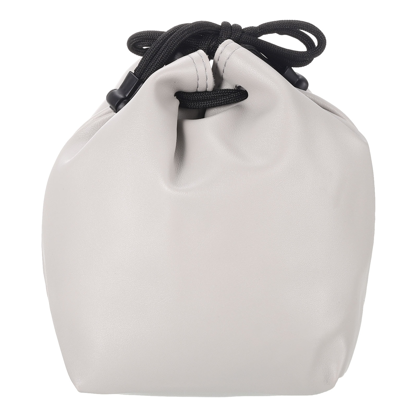 PATIKIL Soft Drawstring Lens Case Lens Pouch Bag with Cotton Pad 3.94 x 3.94 Inch Thick PU leather for SLR Lens Water Cups Grey #S25122200UX8429