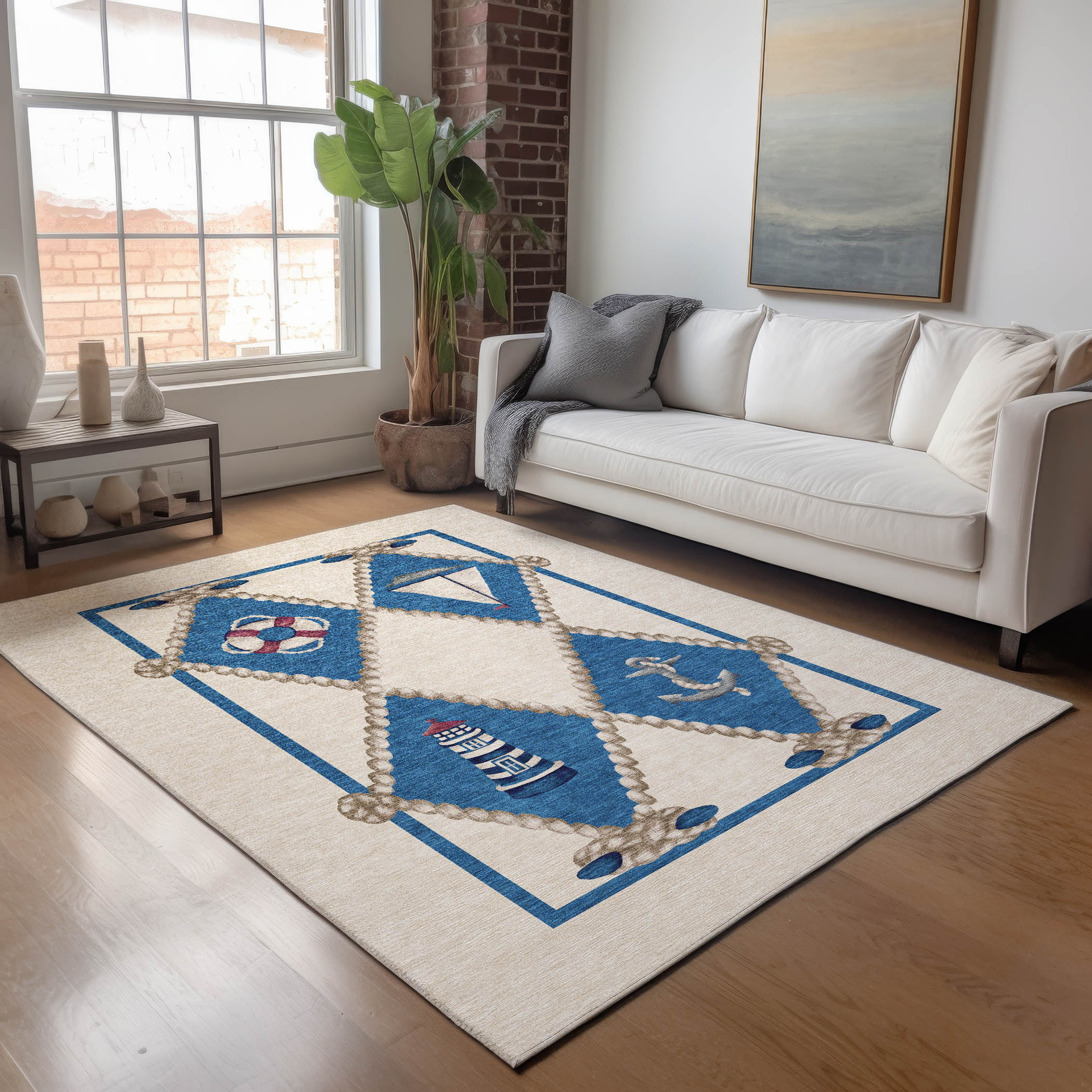 Addison Rugs AMF151IV3X5 Mayfield AMF151IV 3 x 5 (ft) Loomed Polyester Ivory Rectangular Indoor Geometric Machine washable Area rug