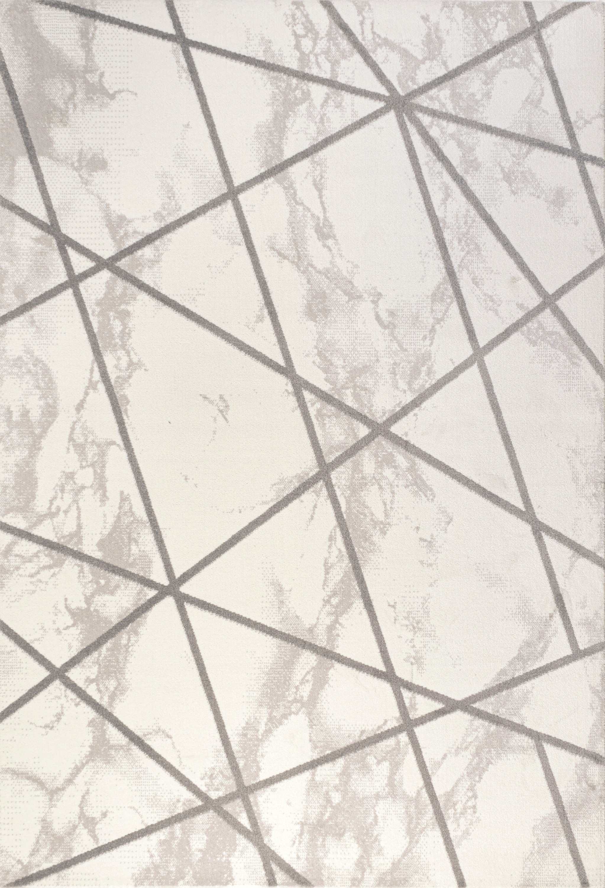 Patras Gray and Ivory Geometric Marbled Area Rug