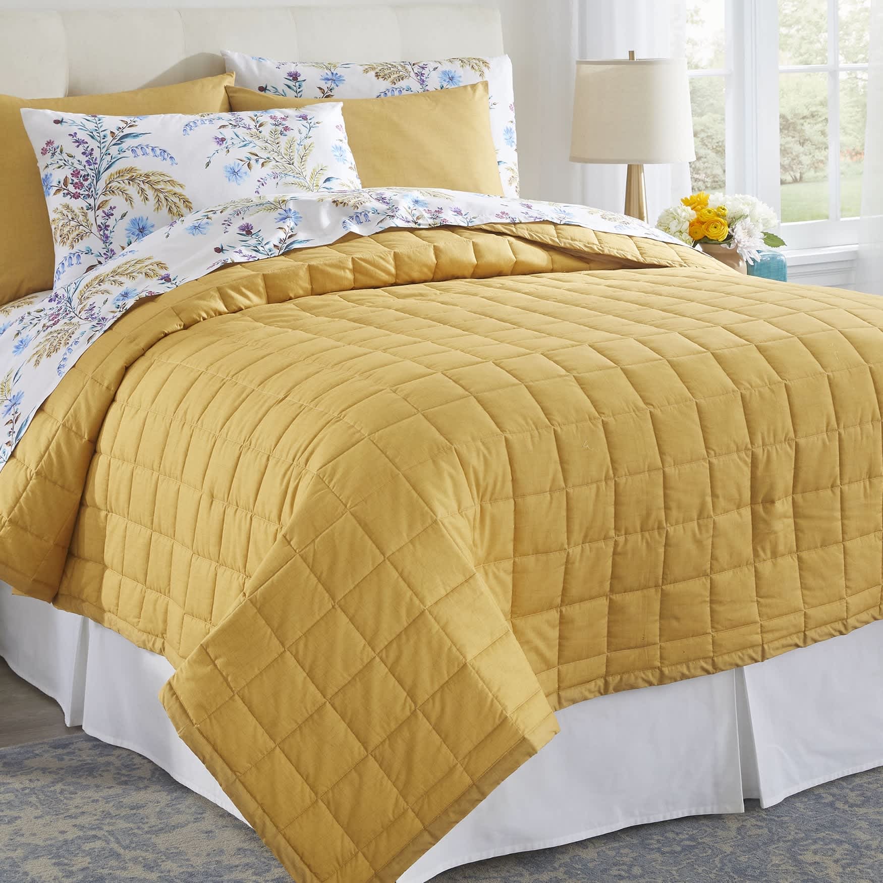 BrylaneHome 198752630641 Box Stitch Quilt Set