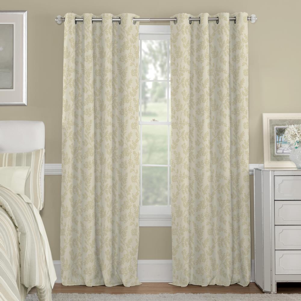 Springmaid 1638083 84-Inches Linen Floral Light filtering Grommet Single curtain panel