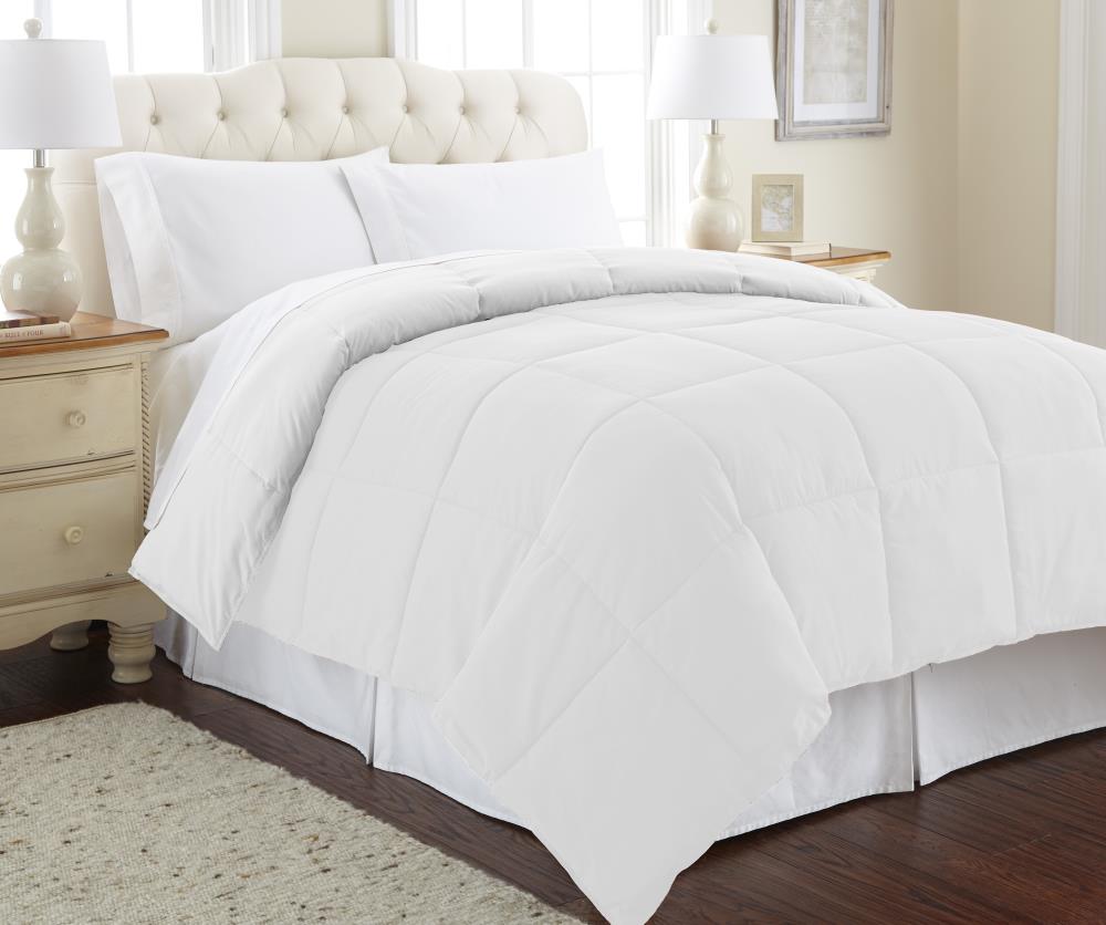 Amrapur Overseas Reversible down alternative comforter White Abstract Twin  Comforter Blend with (Polyester Fill) in the Comforters & Bedspreads  department at