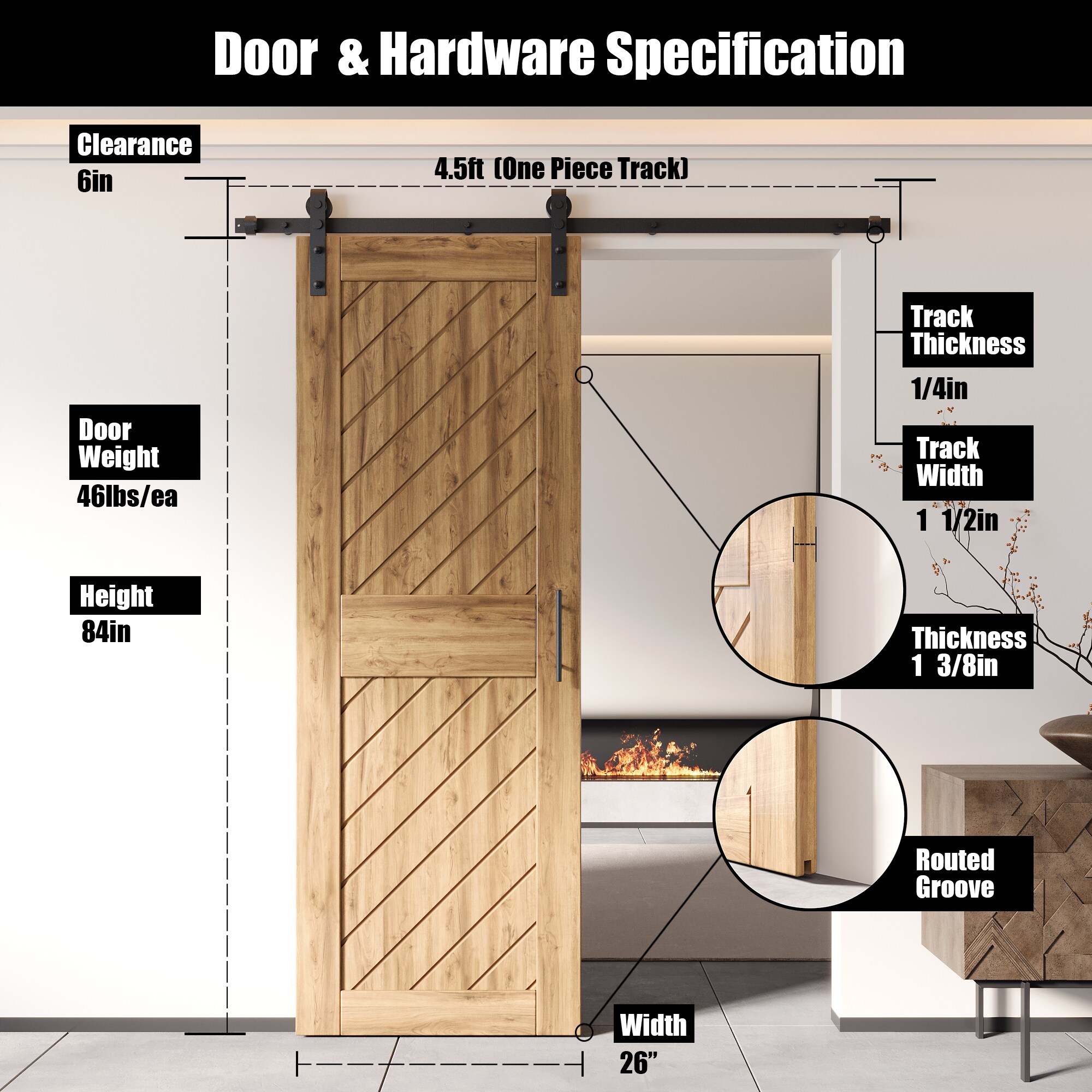 HOMACER YT1TGH054C-XT1-2684 Barn-Doors - View #2