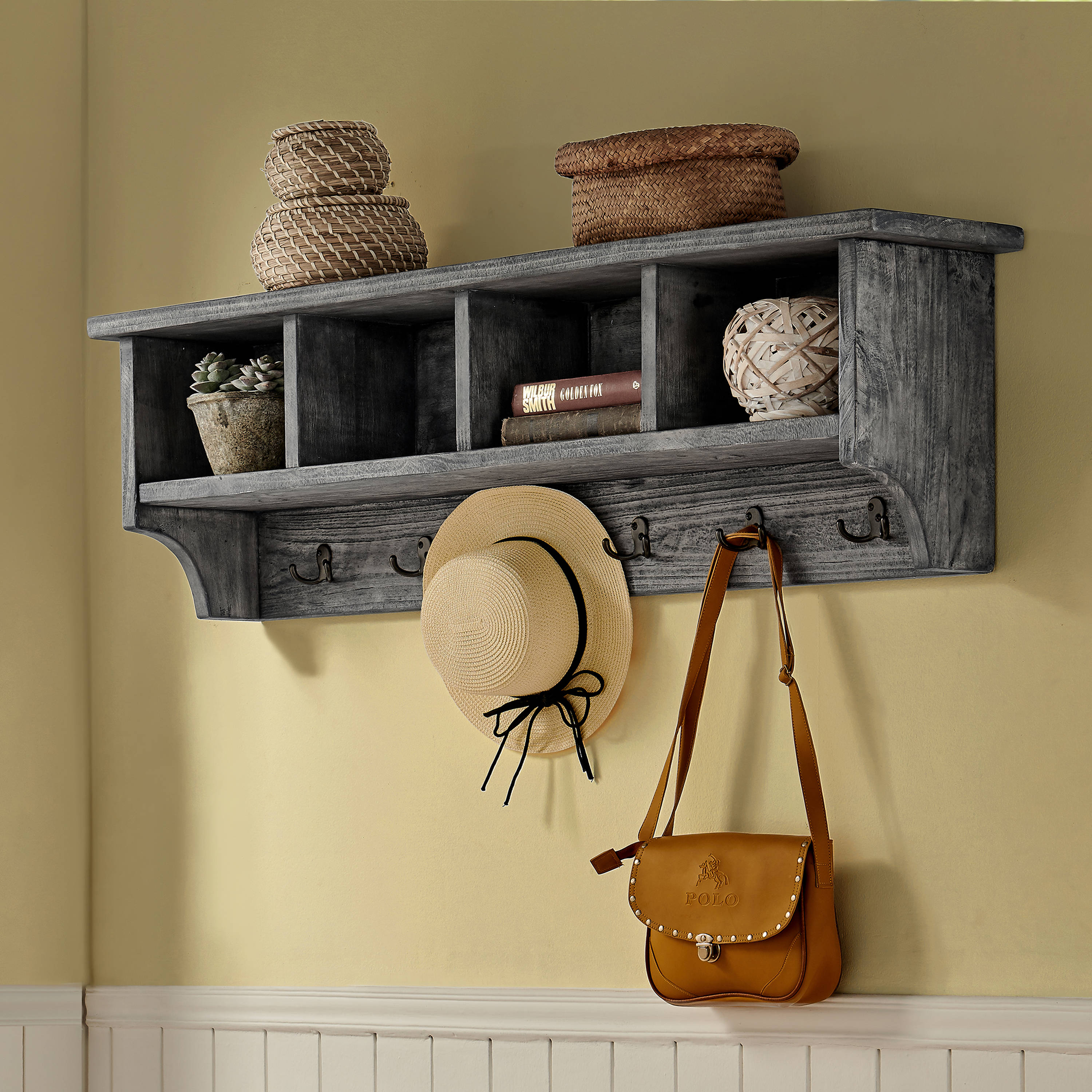 Alaterre Furniture Pomona Slate Gray 12-Hook Coat Rack in the Coat ...