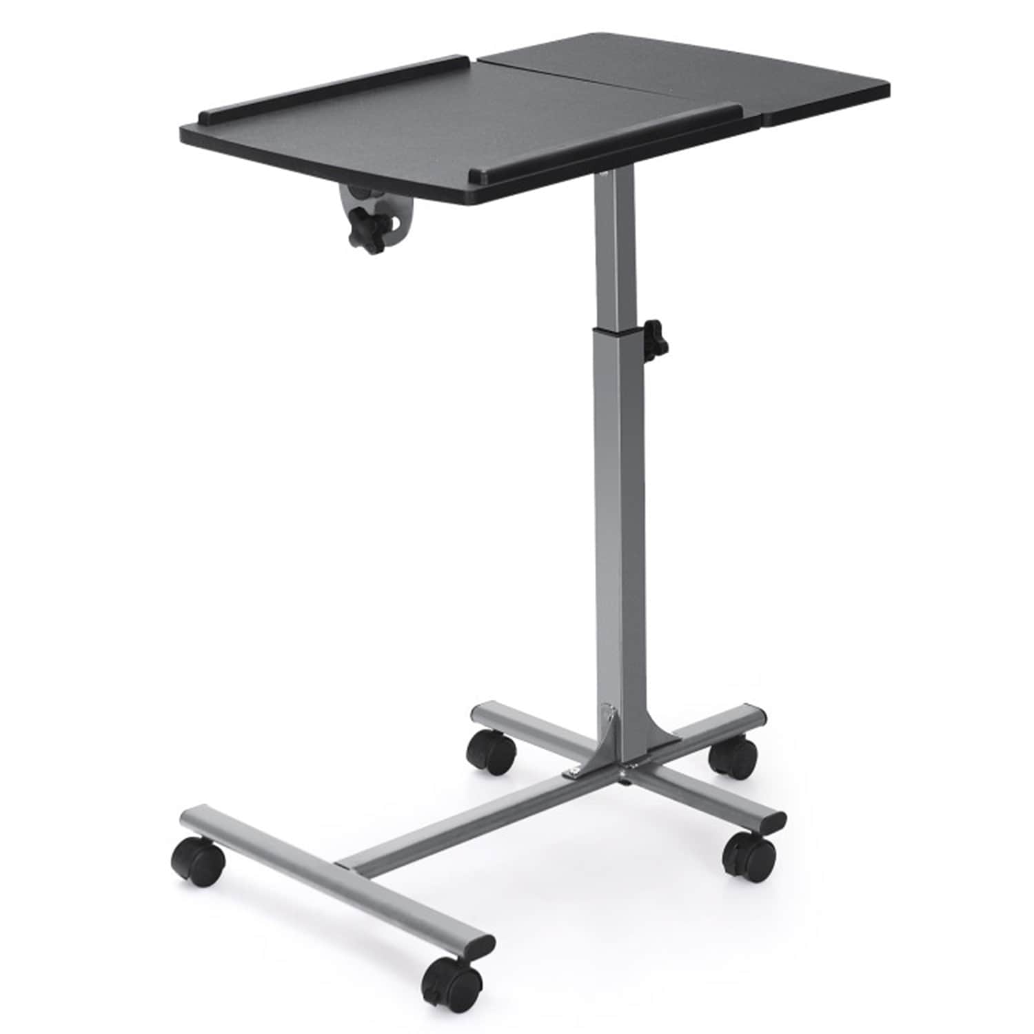Adjustable Angle Height Rolling Laptop Table Silver Laptop Cart in Gray/Silver | - GZMR LD-C202-CROV