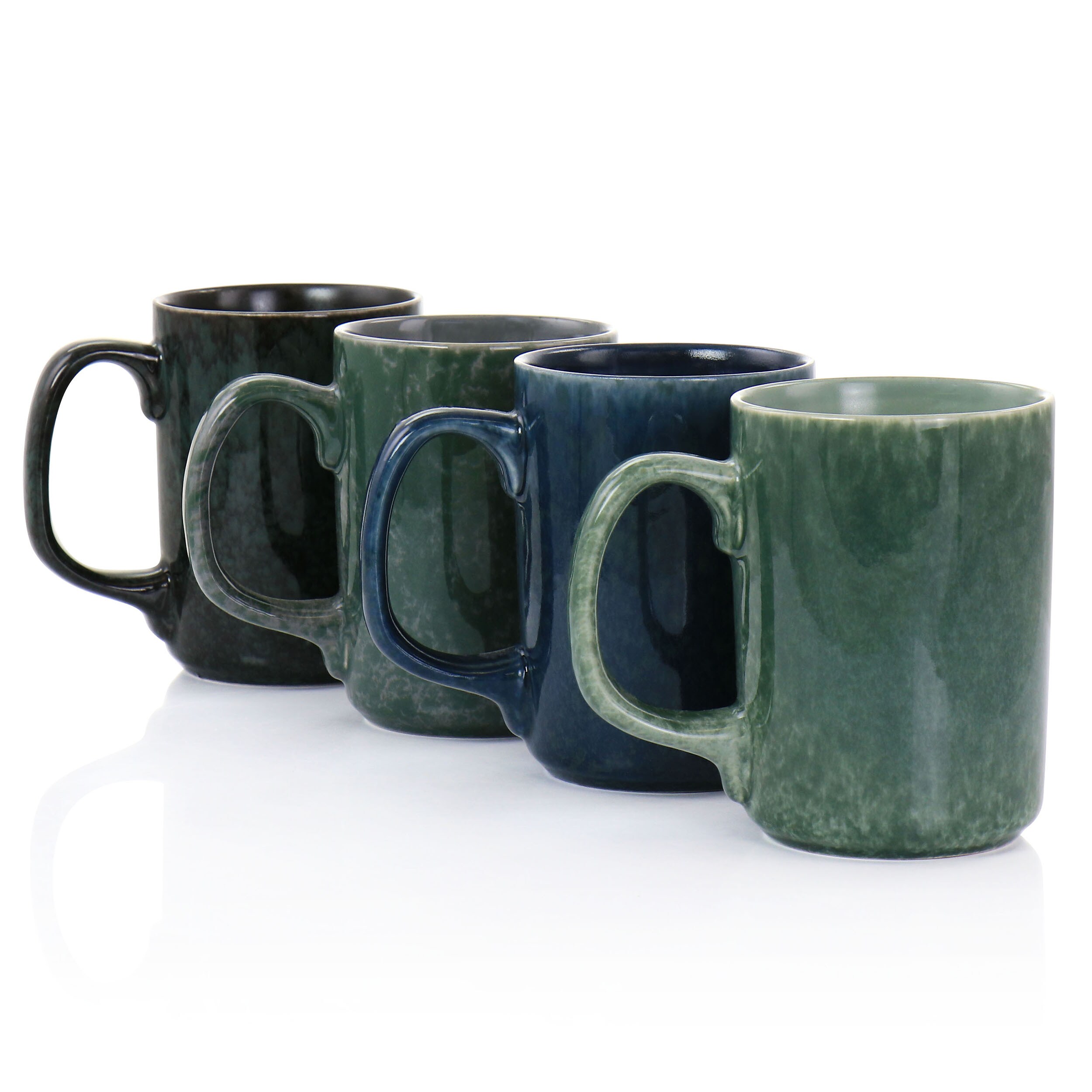 Gibson Home Everyday Contempo Hues Assorted Ceramic 15-Ounce Mug Set with  Rack, Set of 6 