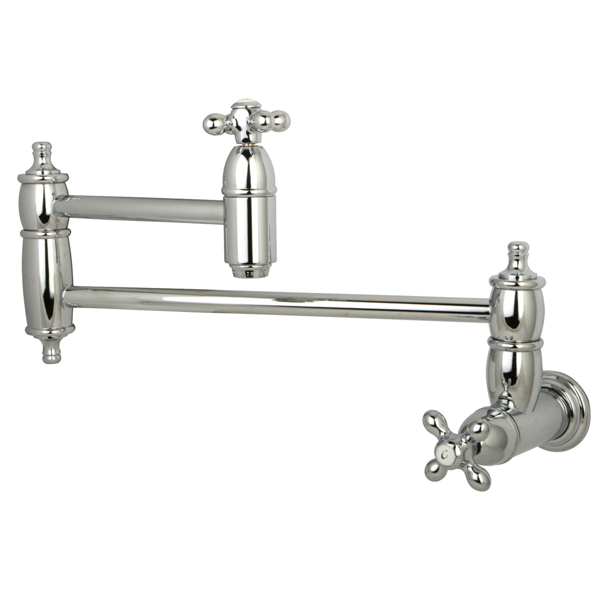 Kingston Brass WLKS3101AX Restoration Polished Chrome Double Handle Wall-mount Pot Filler Kitchen Faucet