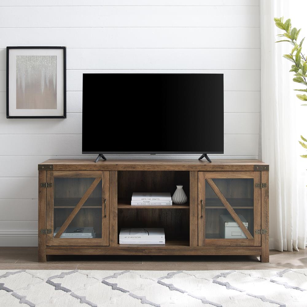 Walker Edison Reclaimed Barnwood TV Stand (Accommodates TVs up to 60-in ...