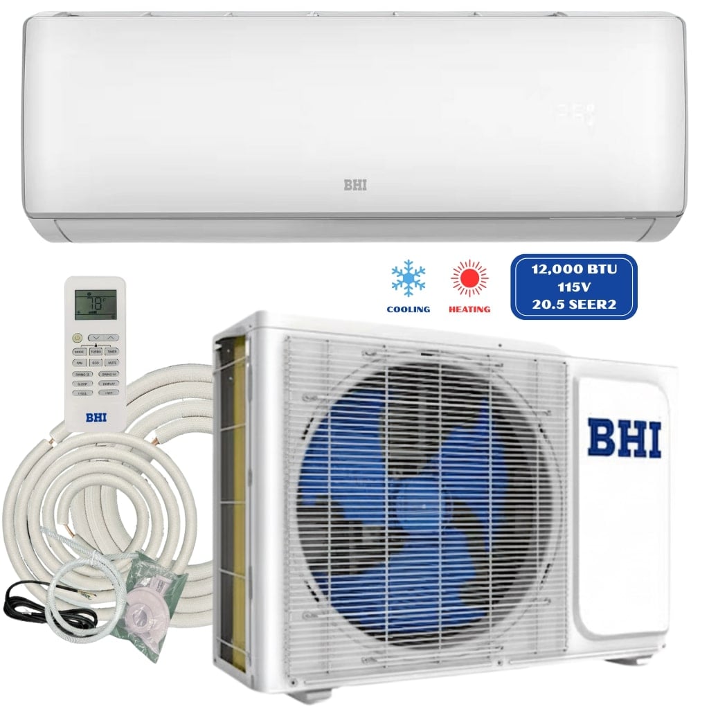 BHI BHI-12K115V-US-A 1 zone 12000-BTU Ductless Mini Split Air Conditioner Heat Pump Included with 115.0-Volt