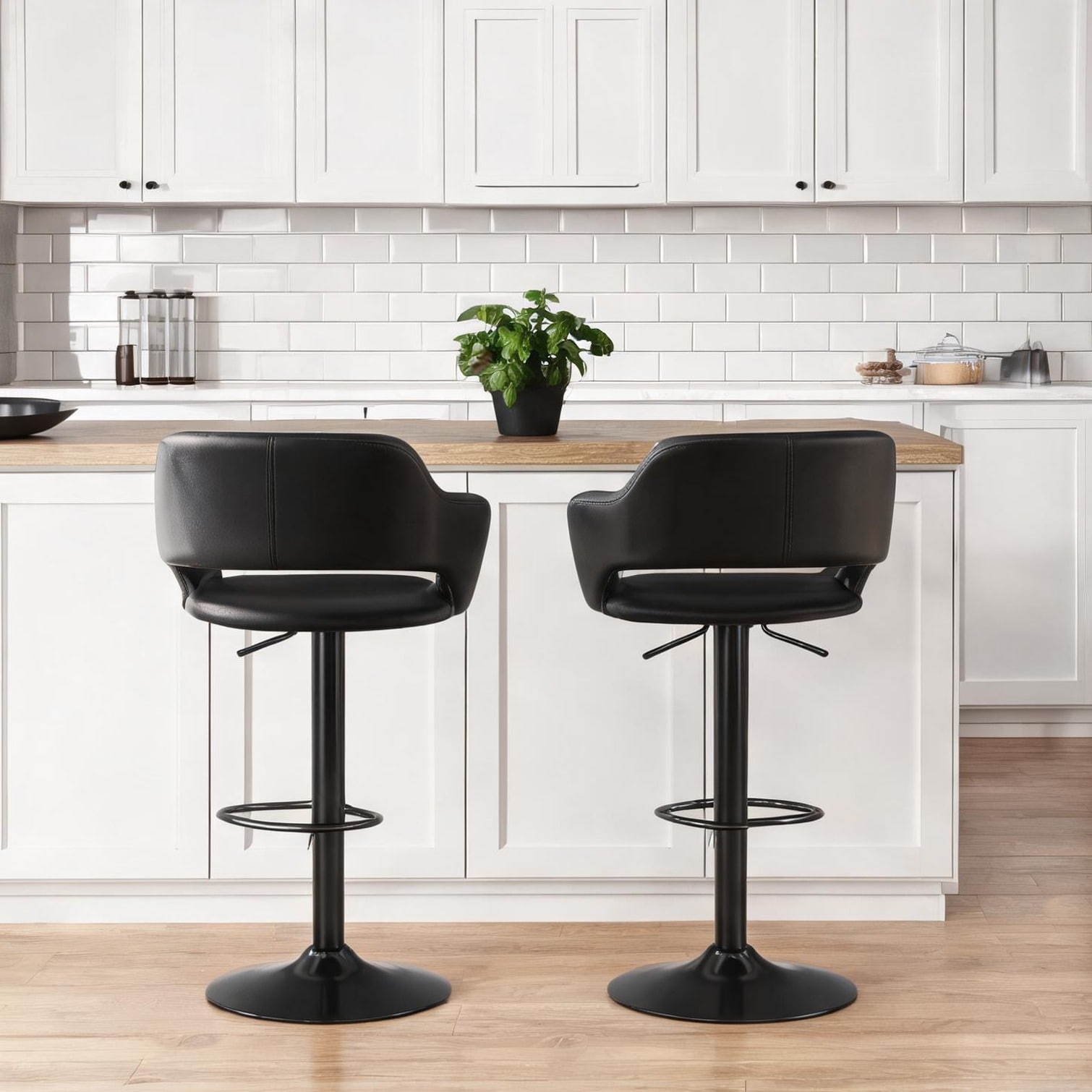 FlowLuxe Adjustable Design Counter Stool in Black 22.5 x 21 x 36 in ...