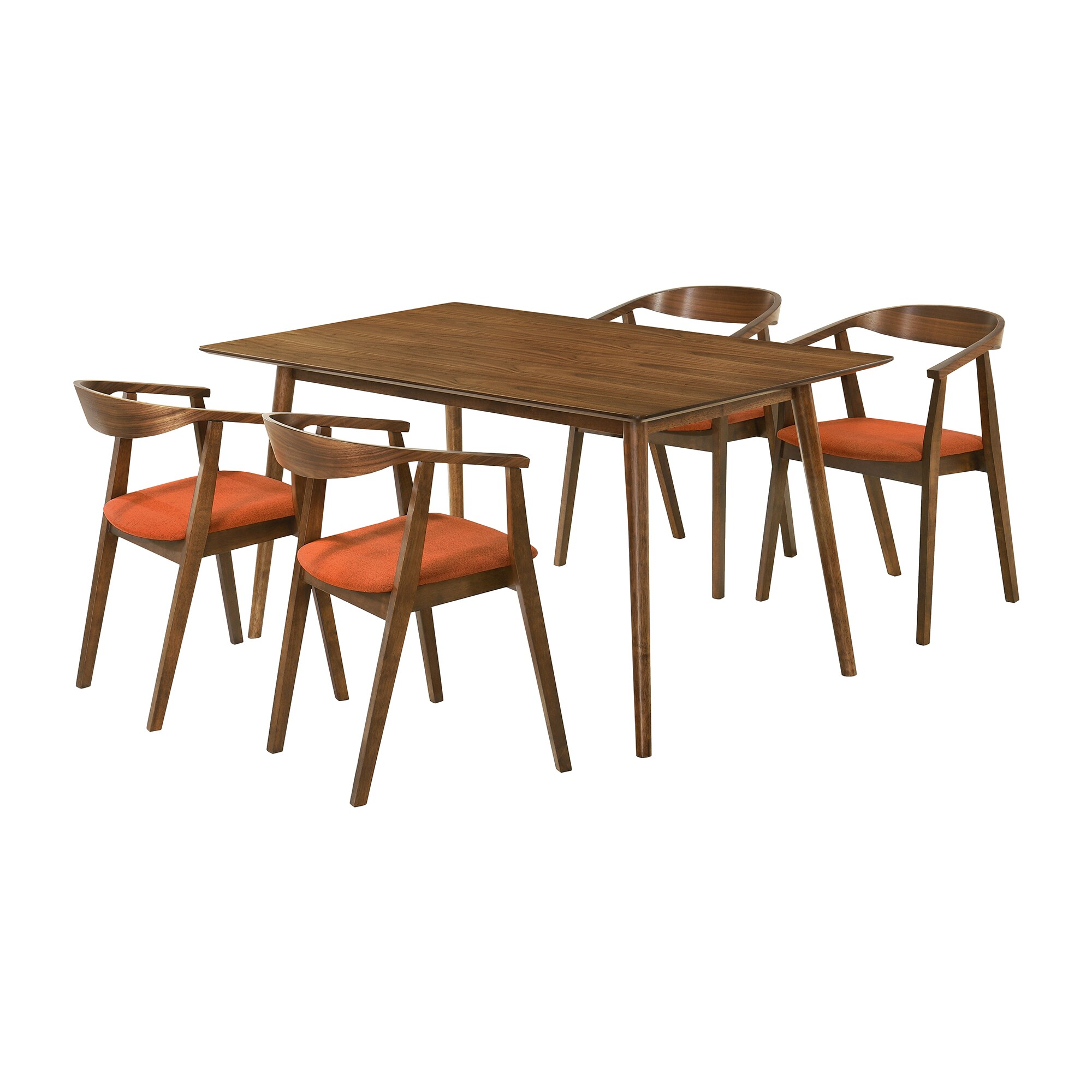 Armen Living SETSAWEWAL5OR Walnut Contemporary/Modern Dining Room Set with Rectangular Table ( Seats 4 )