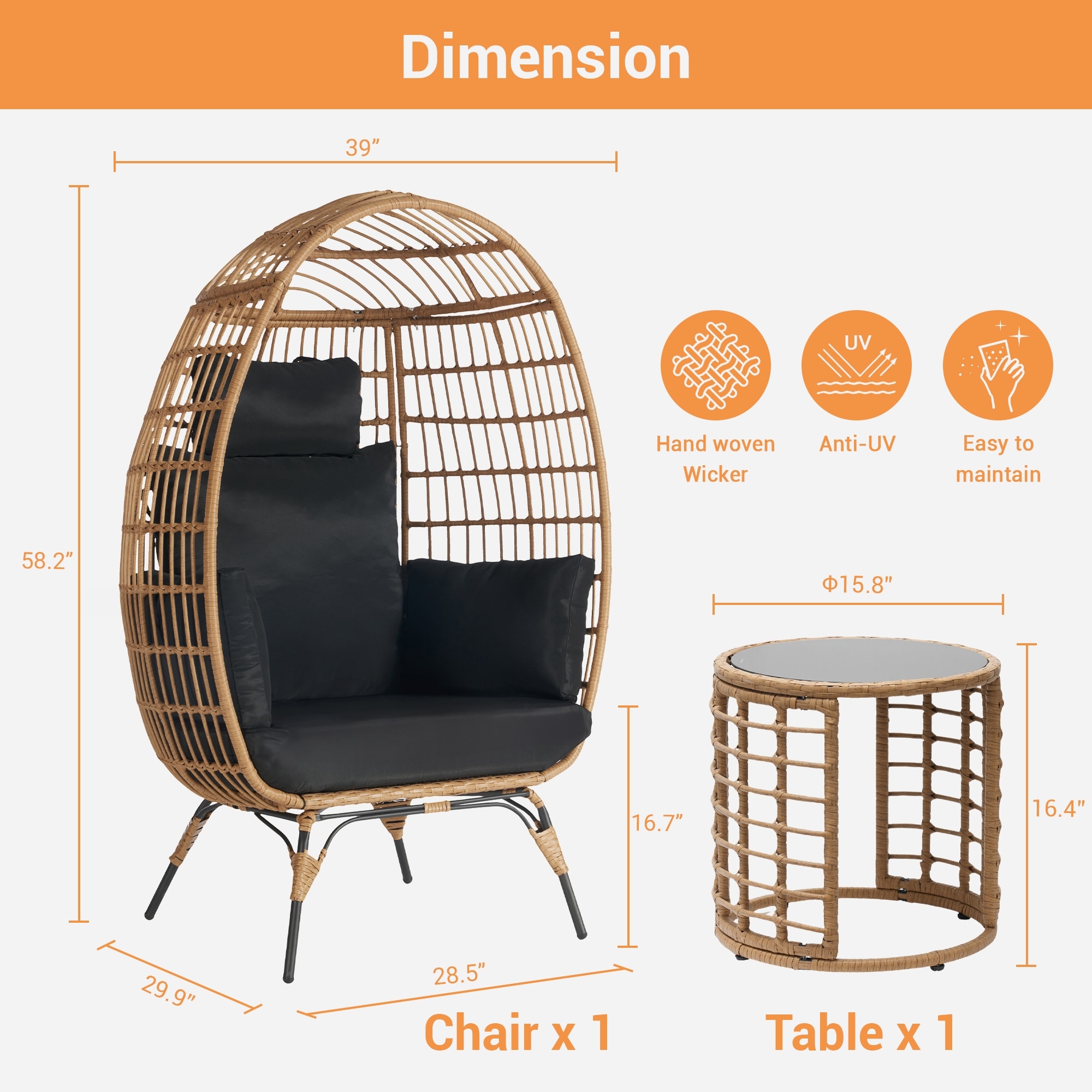 SANSTAR L-JDC65NY-3P Patio-Conversation-Sets - View #2