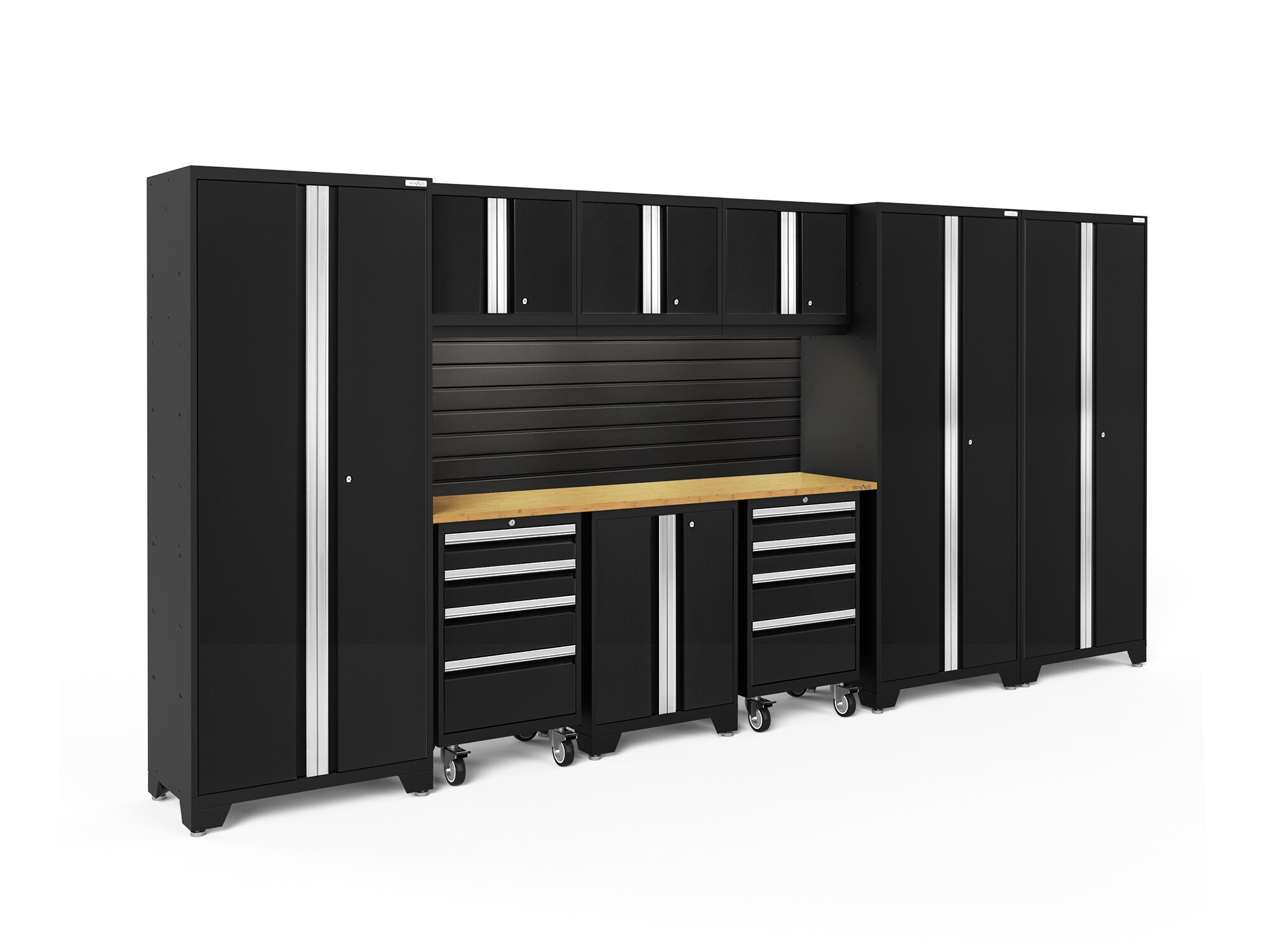 NewAge Products 40460 162-in W x 76.75-in H x 18-in D 9 -Cabinets Steel Black Garage Storage System