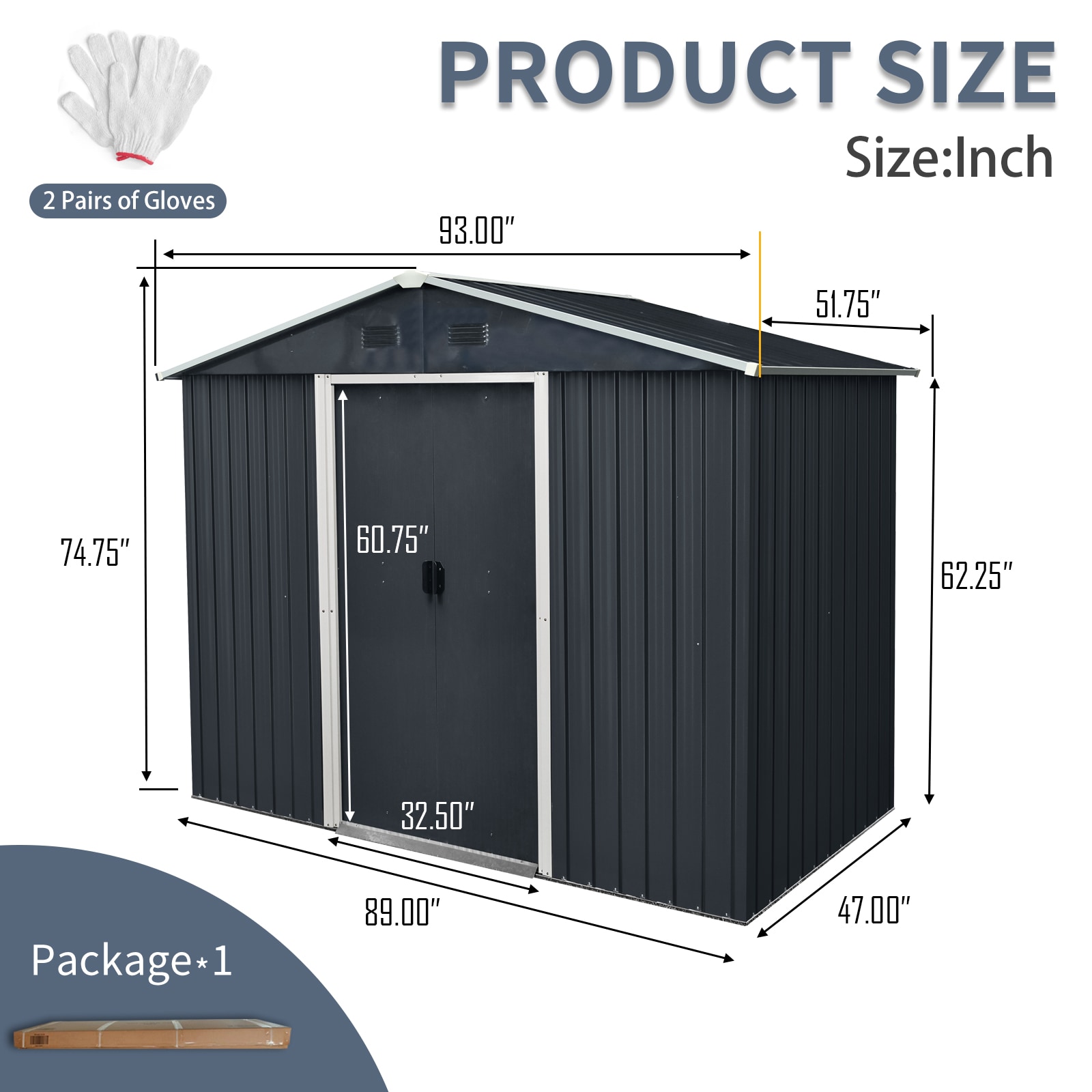 WELLFOR TWSG008-GR Metal-Storage-Buildings-Sheds - View #8