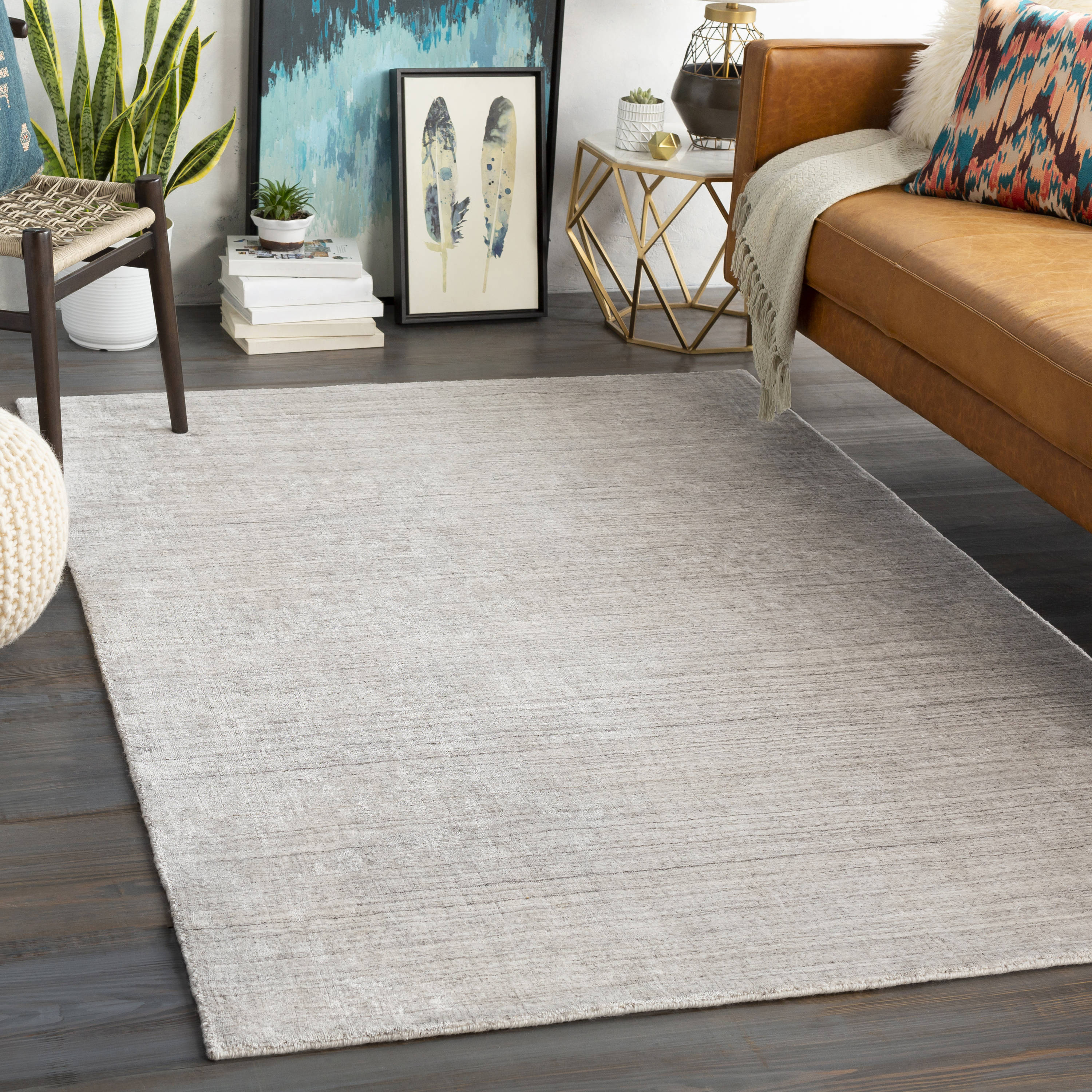 Surya Fowler 5 X 8 (ft) Gray Indoor Abstract Industrial Area Rug