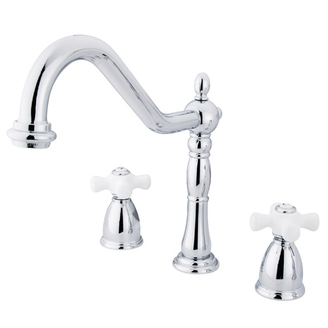 Elements of Design New Orleans Chrome 2-Handle Deck-Mount Bridge Handle Kitchen Faucet Elements of Design New Orleans Chrome 2-Handle Deck-Mount Bridge Handle Kitchen Faucet