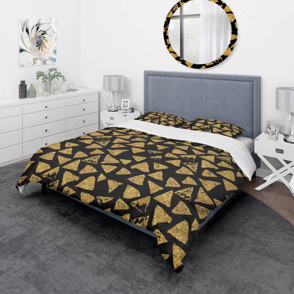Designart BED19314-K 3 -Piece Yellow and Gold King Duvet cover Set