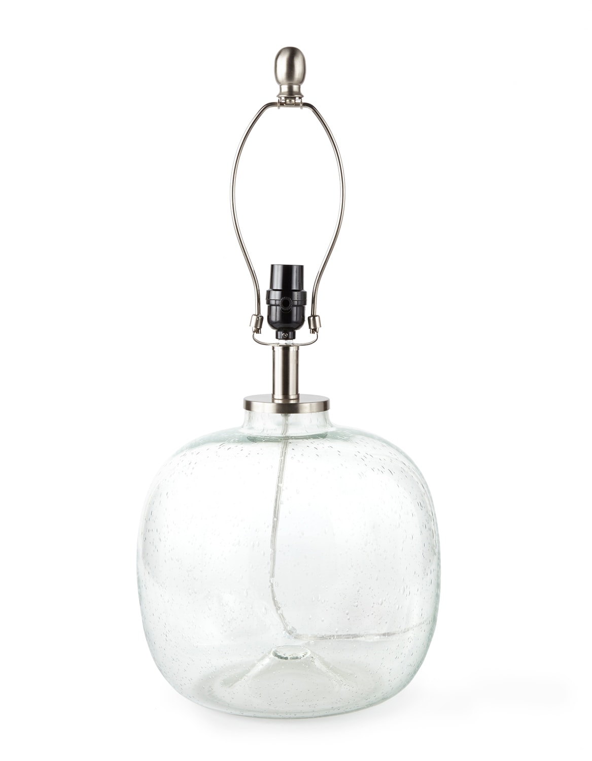 16-in Brushed Nickel/Clear Green Plug-in 3-way Glass Lamp Base | - allen + roth LB012GW