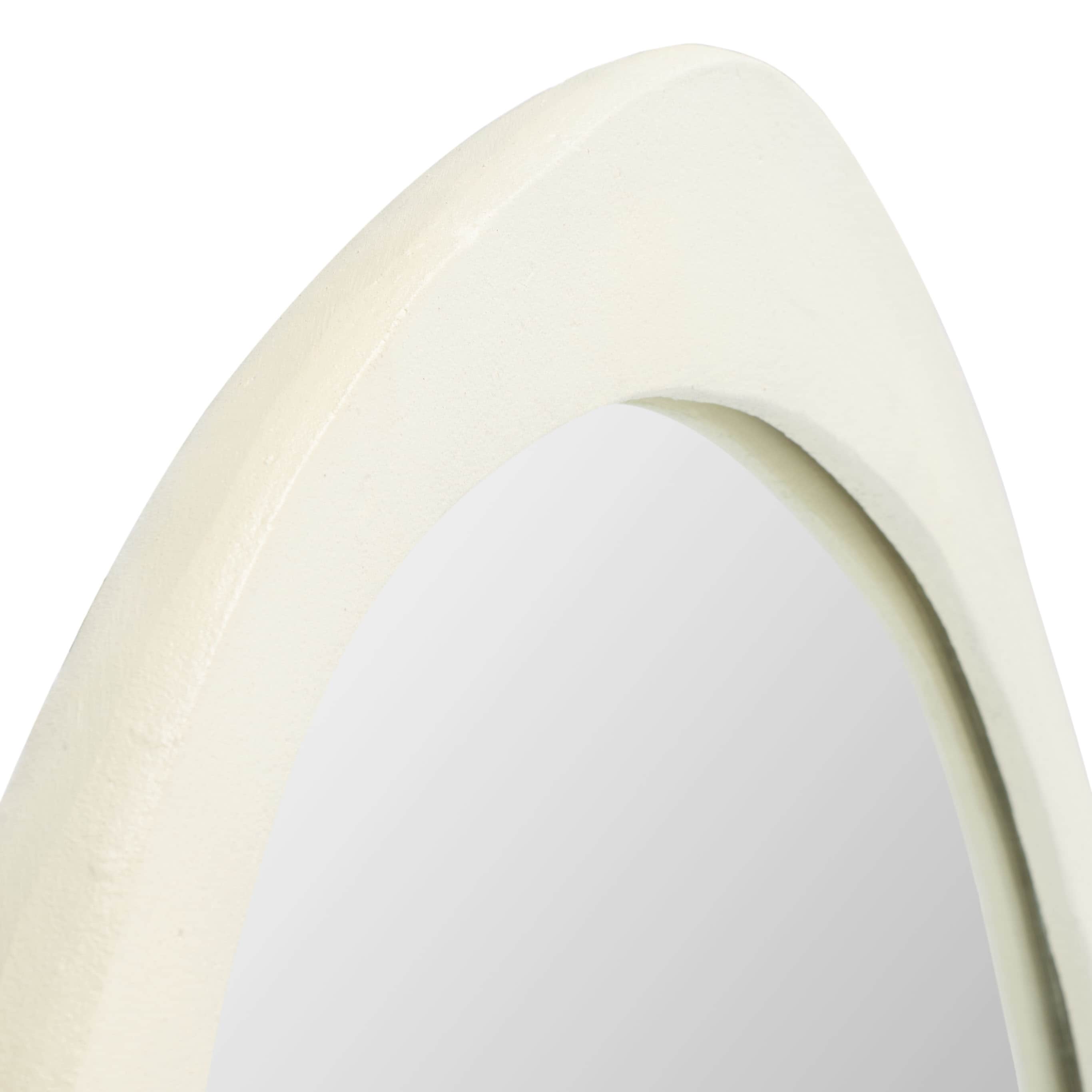Playful Ivory Organic Border 29" Round Wood Frame Mirror