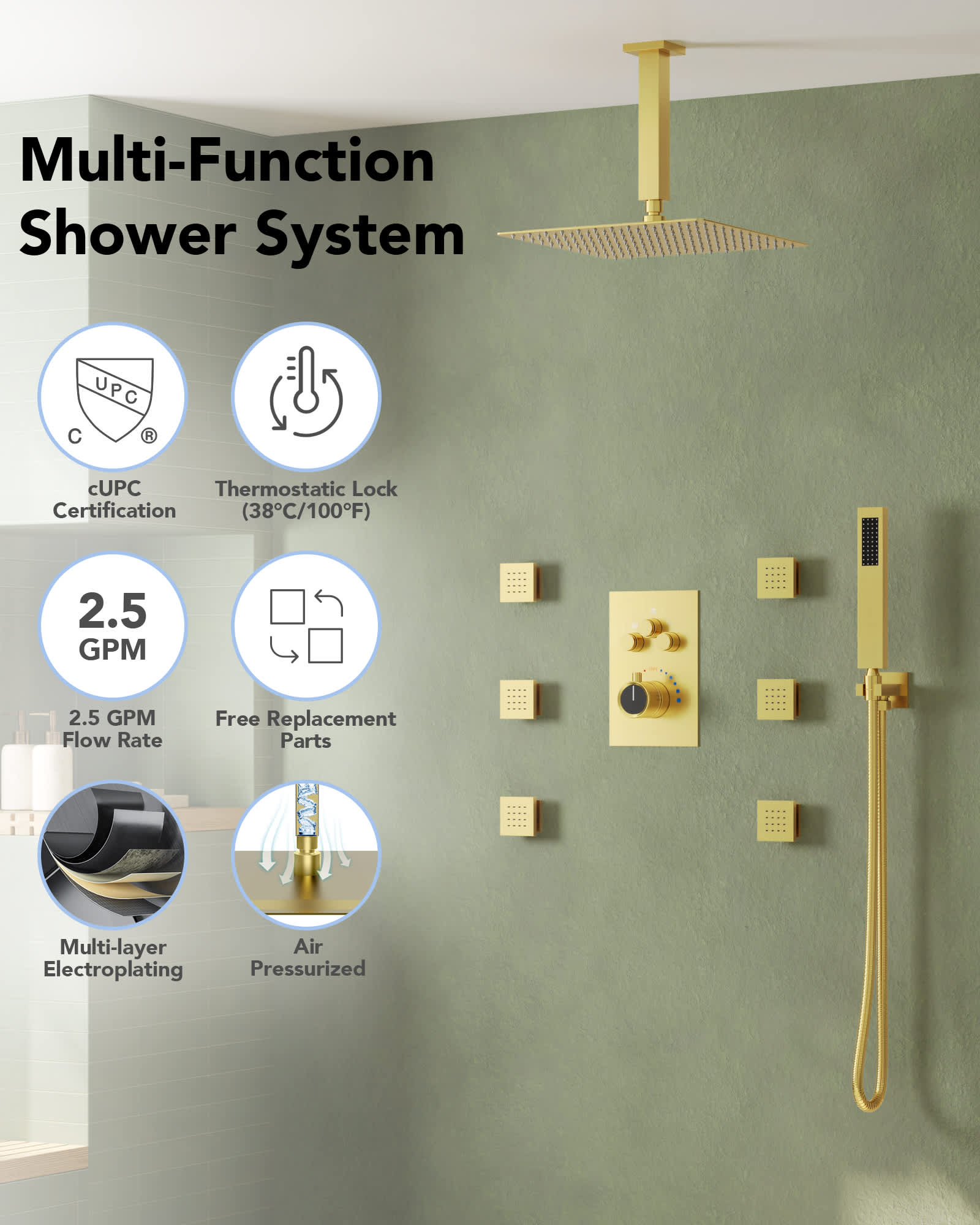 EVERSTEIN SFS1006-GD12 Tub-Shower-Faucets - View #2