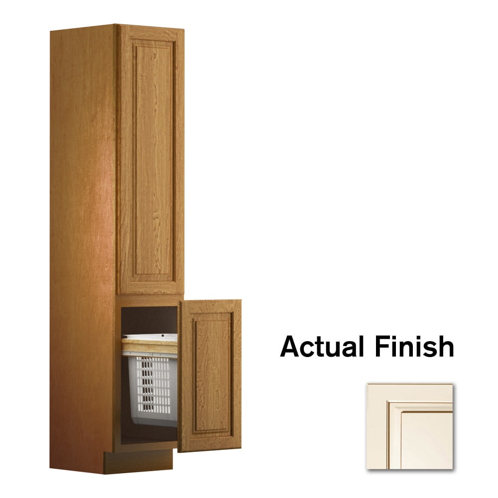 KraftMaid VHLCT182188R.SM4B56 18-in x 88.5-in x 21-in Canvas with Cocoa Glaze Wood Freestanding Linen Cabinet