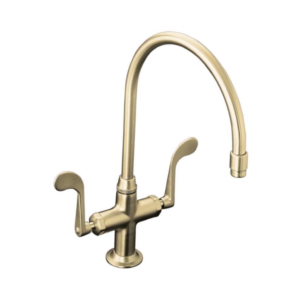 KOHLER Essex Vibrant Brushed Nickel 2-Handle High-Arc Kitchen Faucet at ...