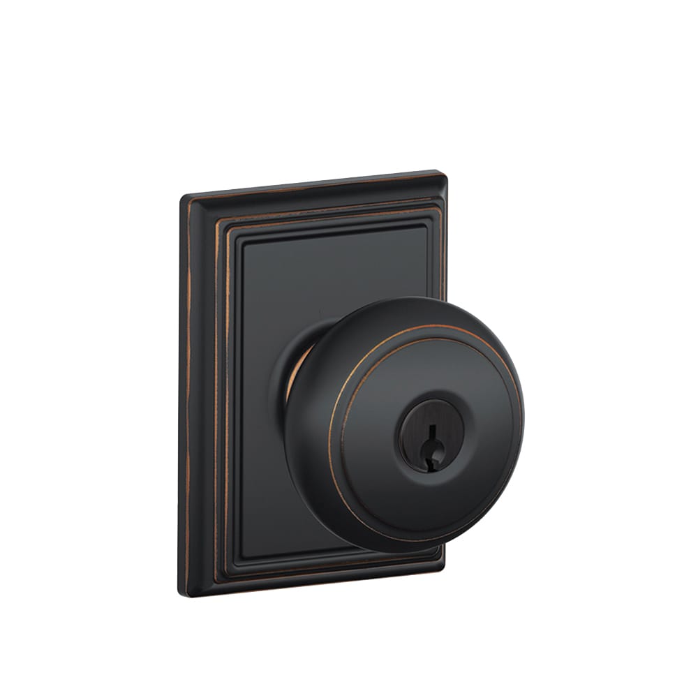 Schlage F51A AND 716 ADD F Decorative Andover x Addison Aged Bronze No Deadbolt Keyed Entry Door Knob