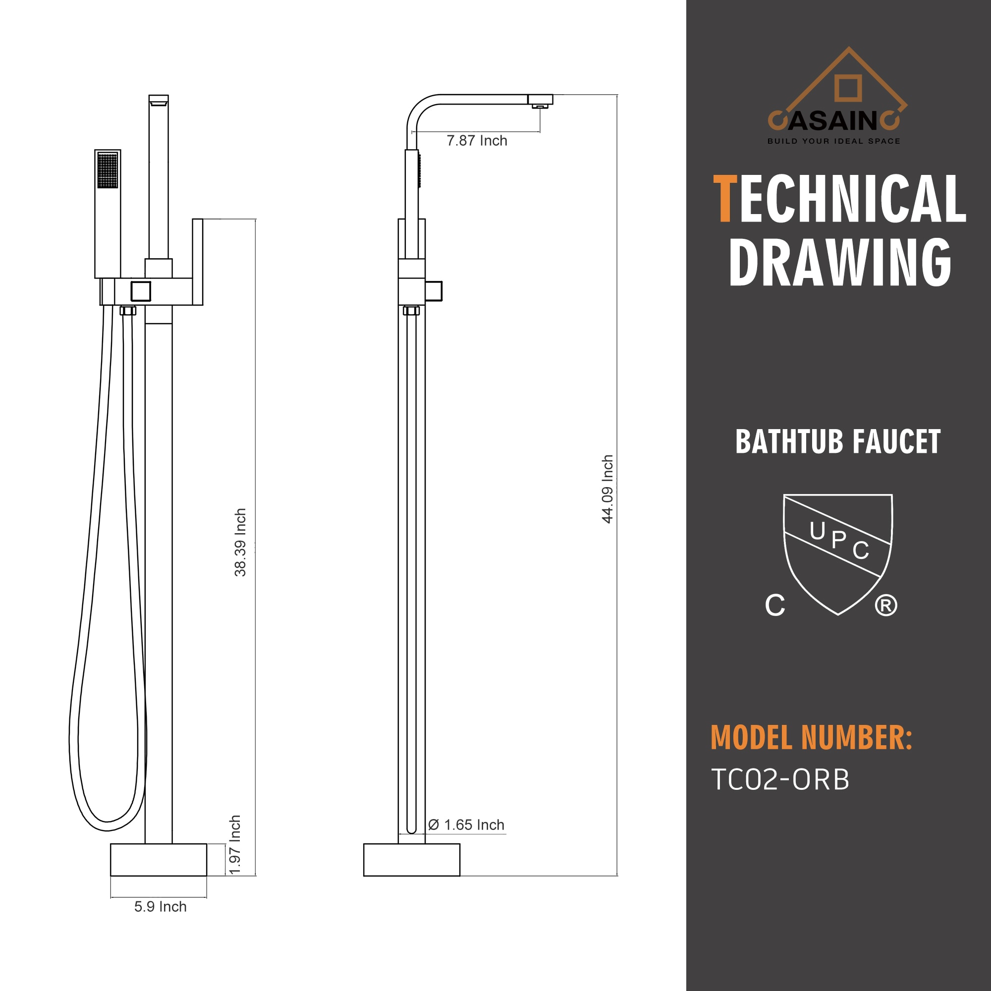 CASAINC TC11-ORB Roman-Tub-Faucets - View #8