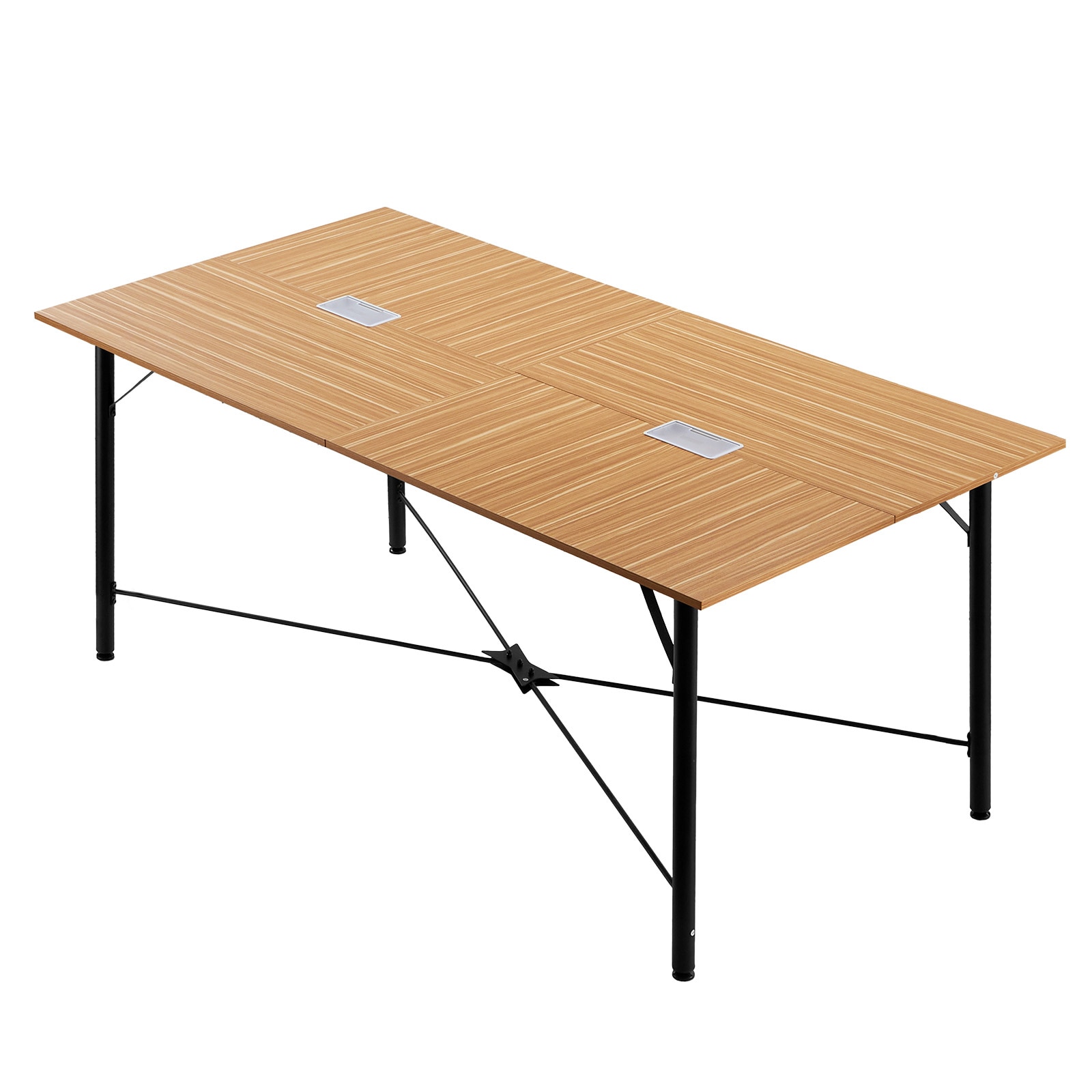 Mecale 6-ft Rectangle Conference Table 70.87 x 35.43-in Seats 6 to 8 with Metal Legs 150-lb Capacity Brown